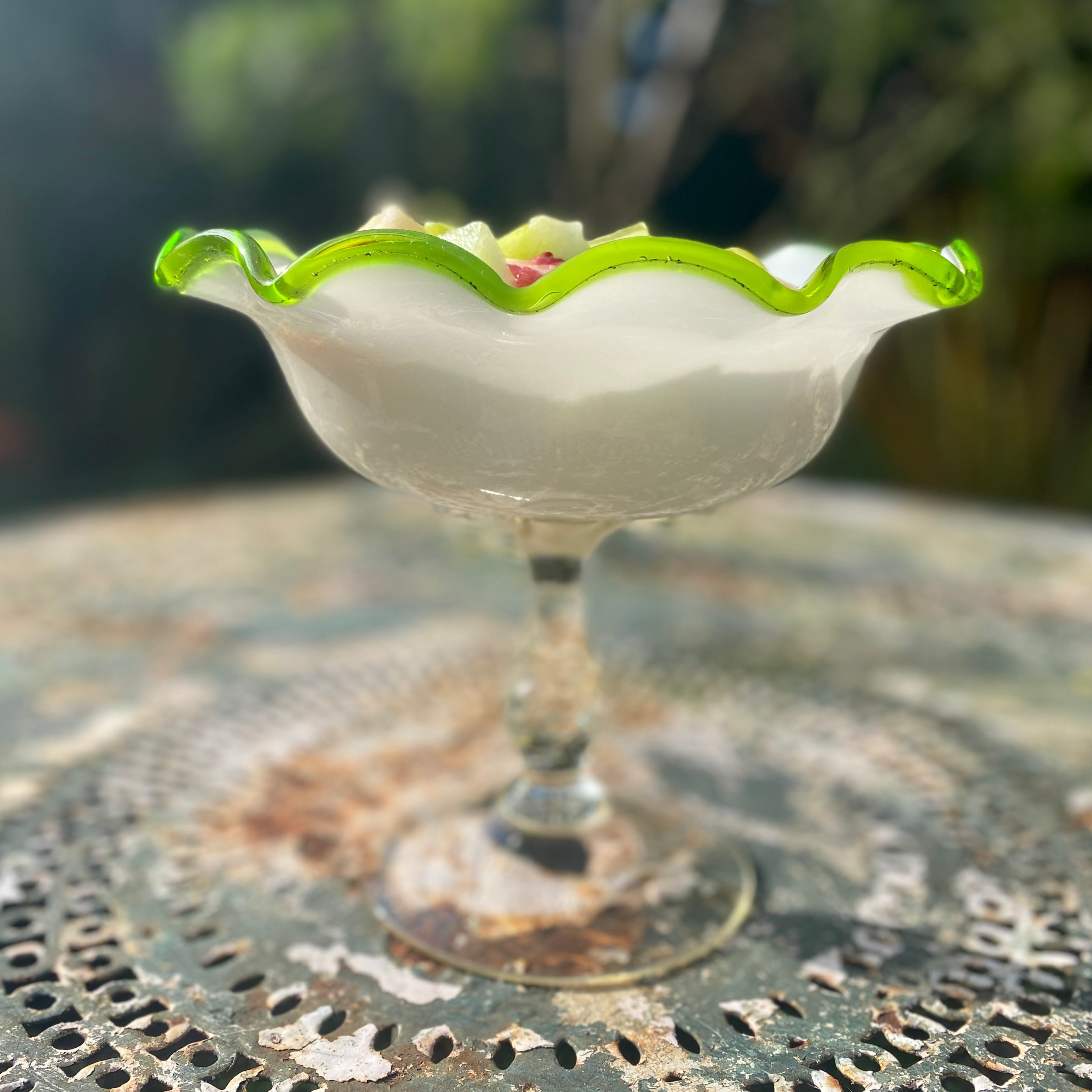 Milky Glass Pedestal Dish