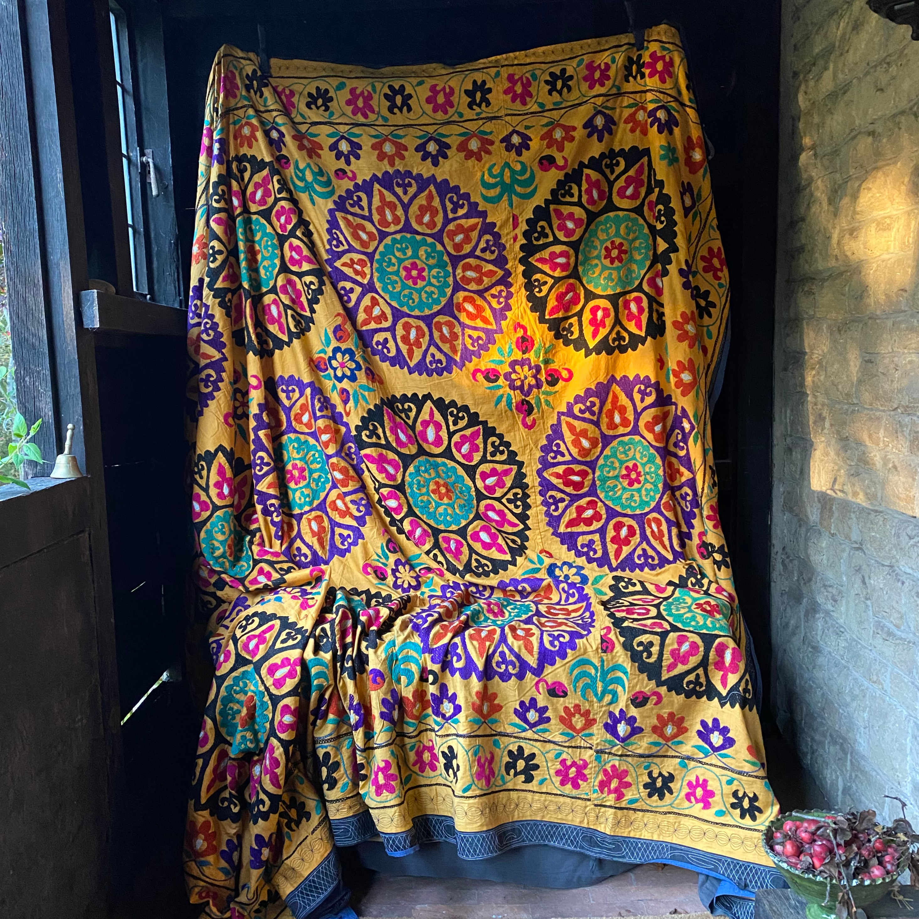Ochre and Purple Suzani Throw