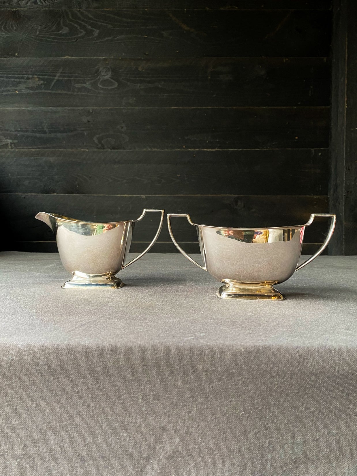Art Deco Alex Clark Company London Silver Dish & Creamer Jug