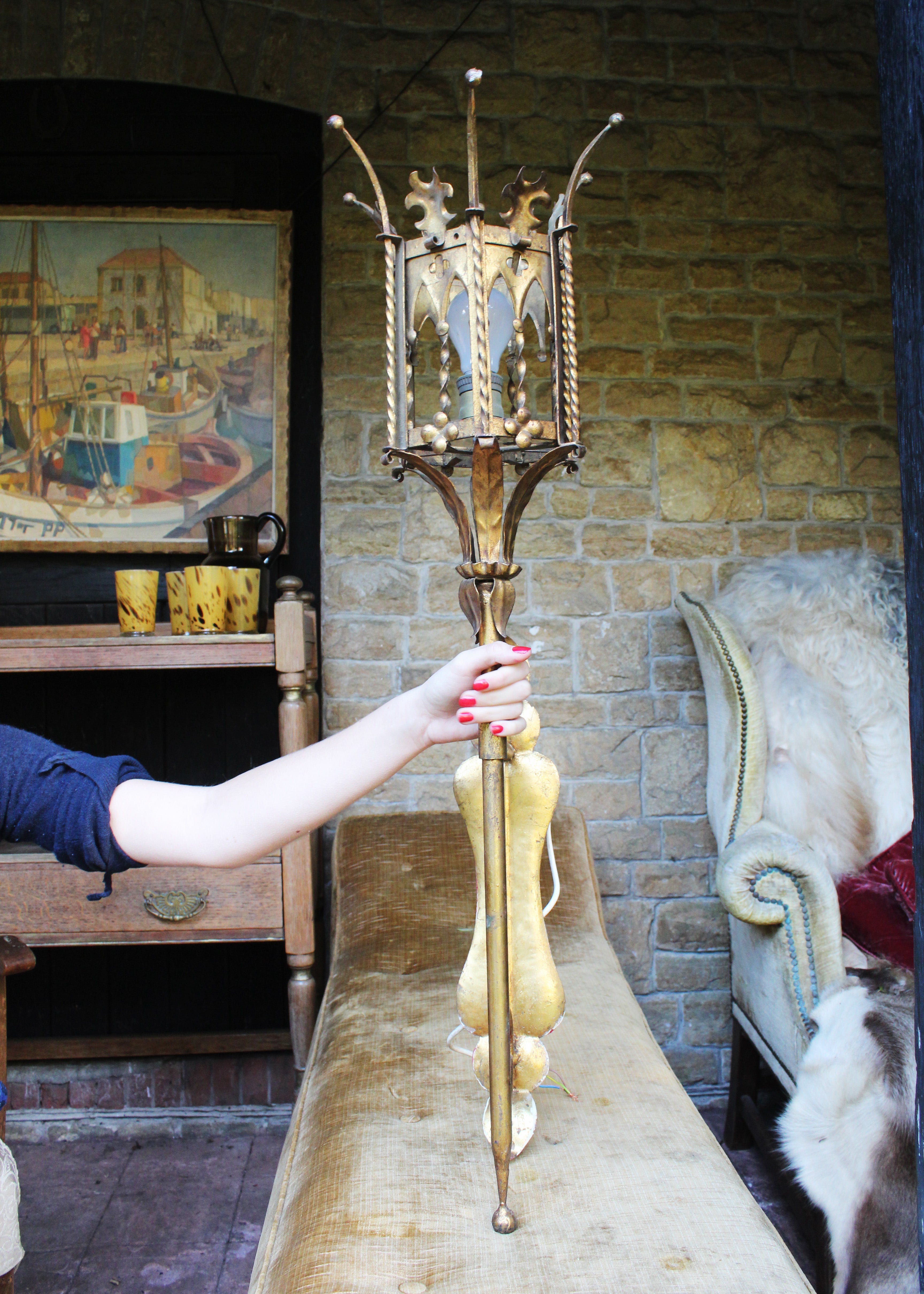 Antique 19th Century Golden Gothic Wall Sconces