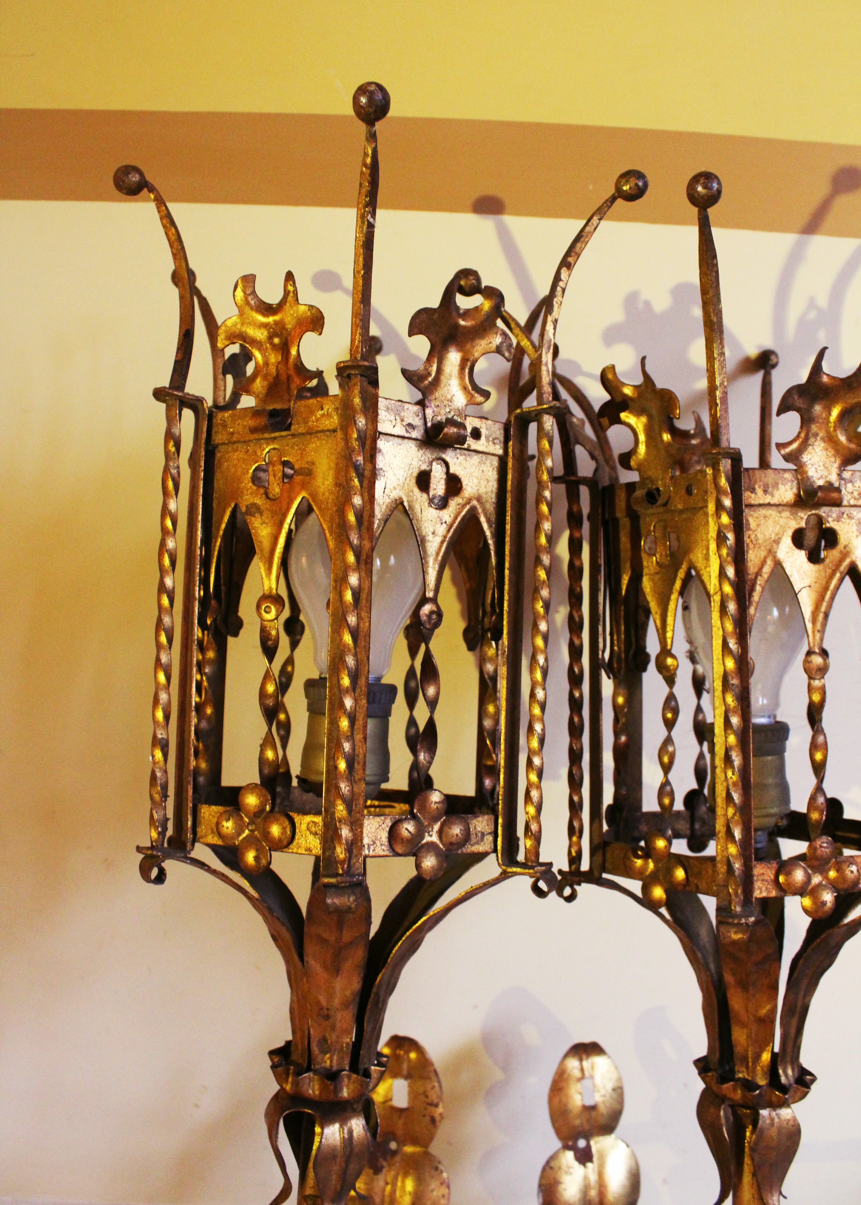 Antique 19th Century Golden Gothic Wall Sconces