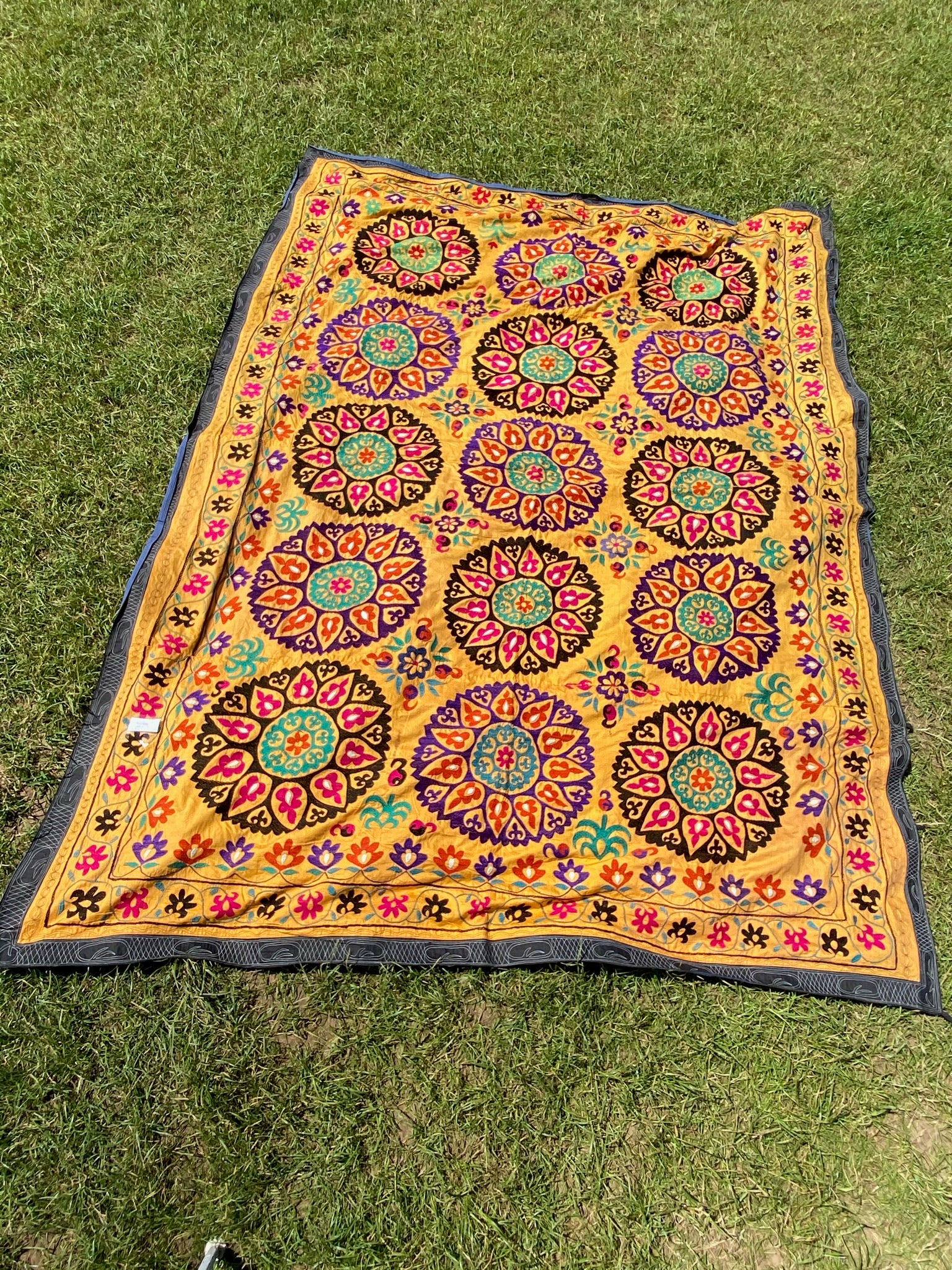 Ochre and Purple Suzani Throw