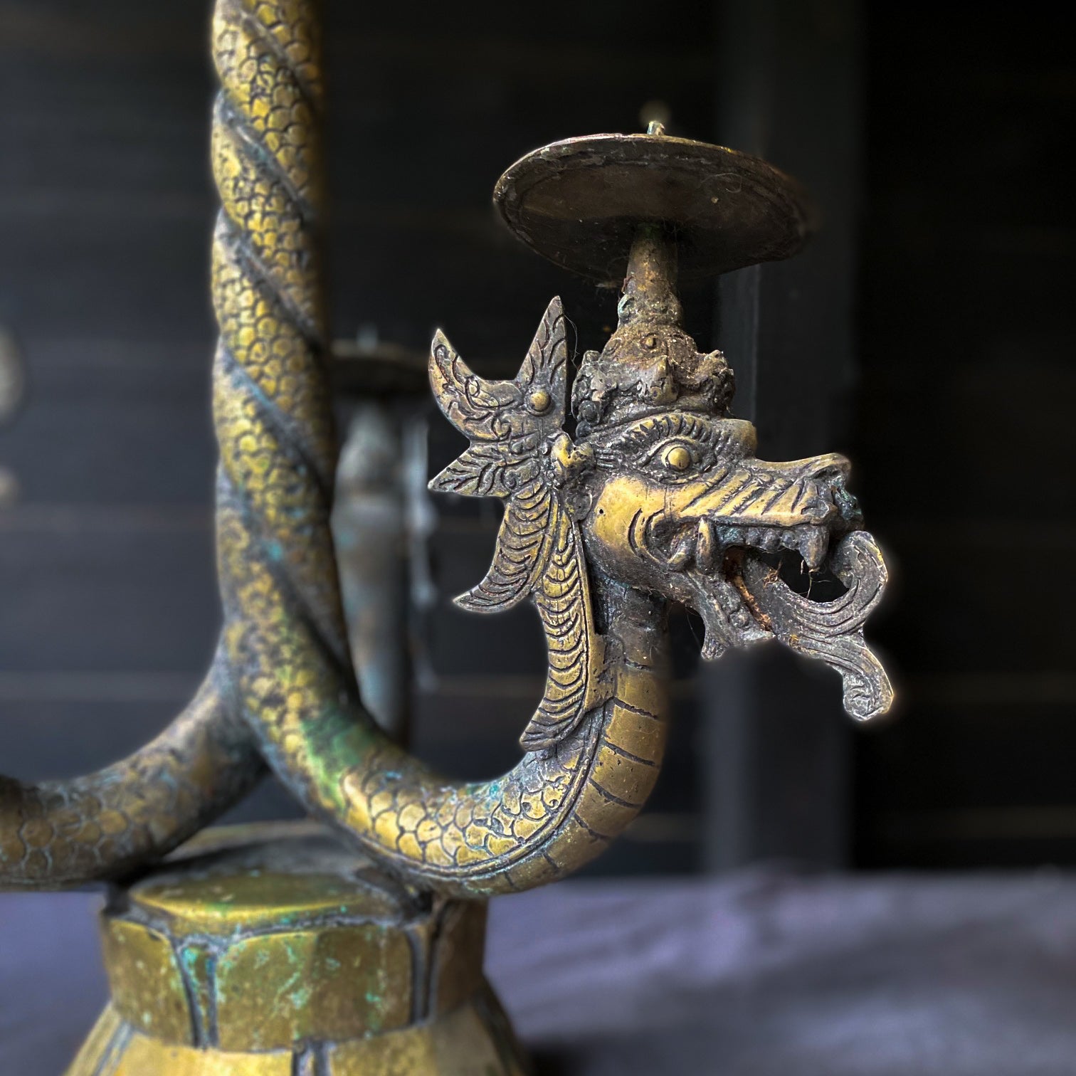 Large Balinese Three-Headed Dragon Candelabra