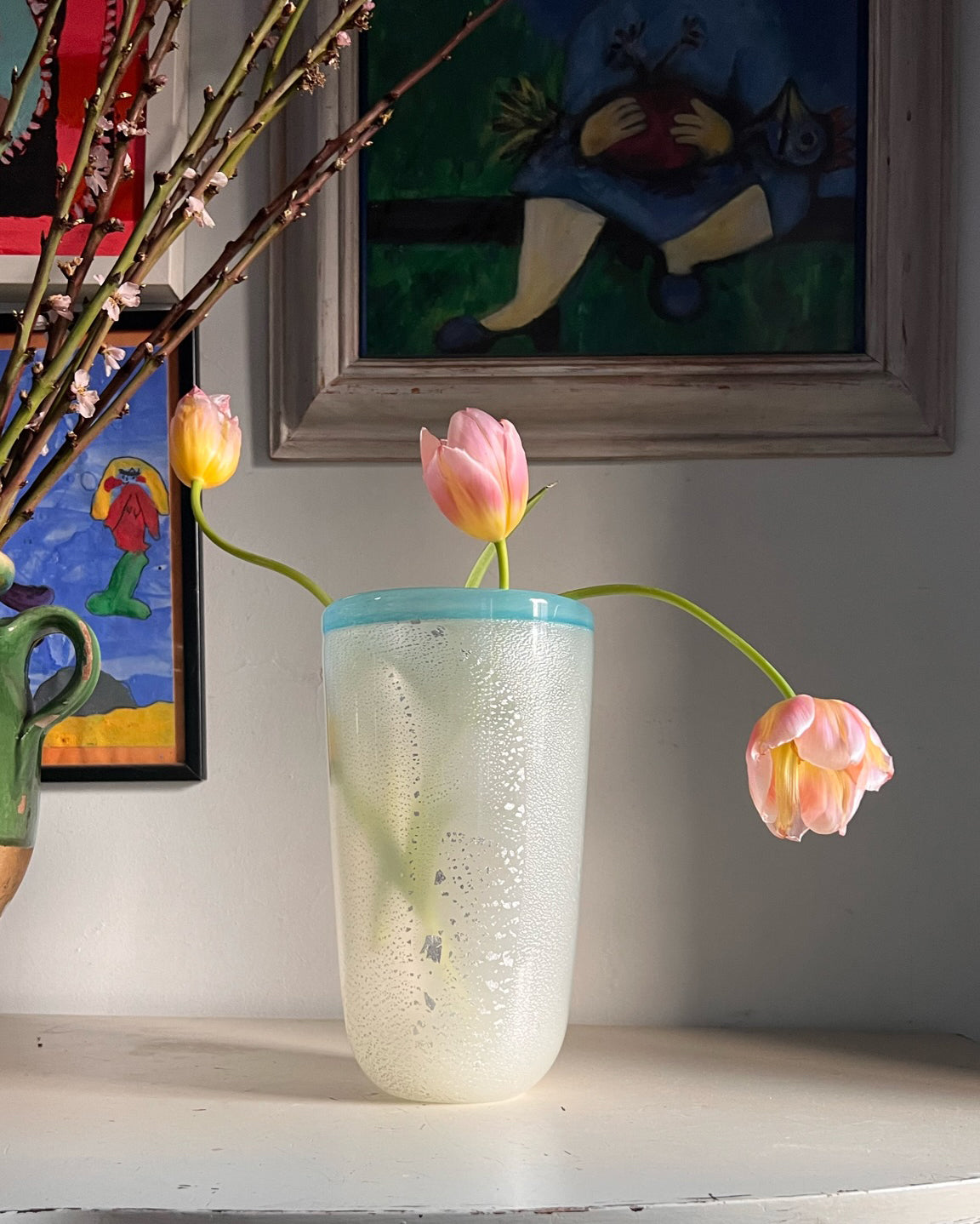 Barovier & Toso Silver Leaf Vase