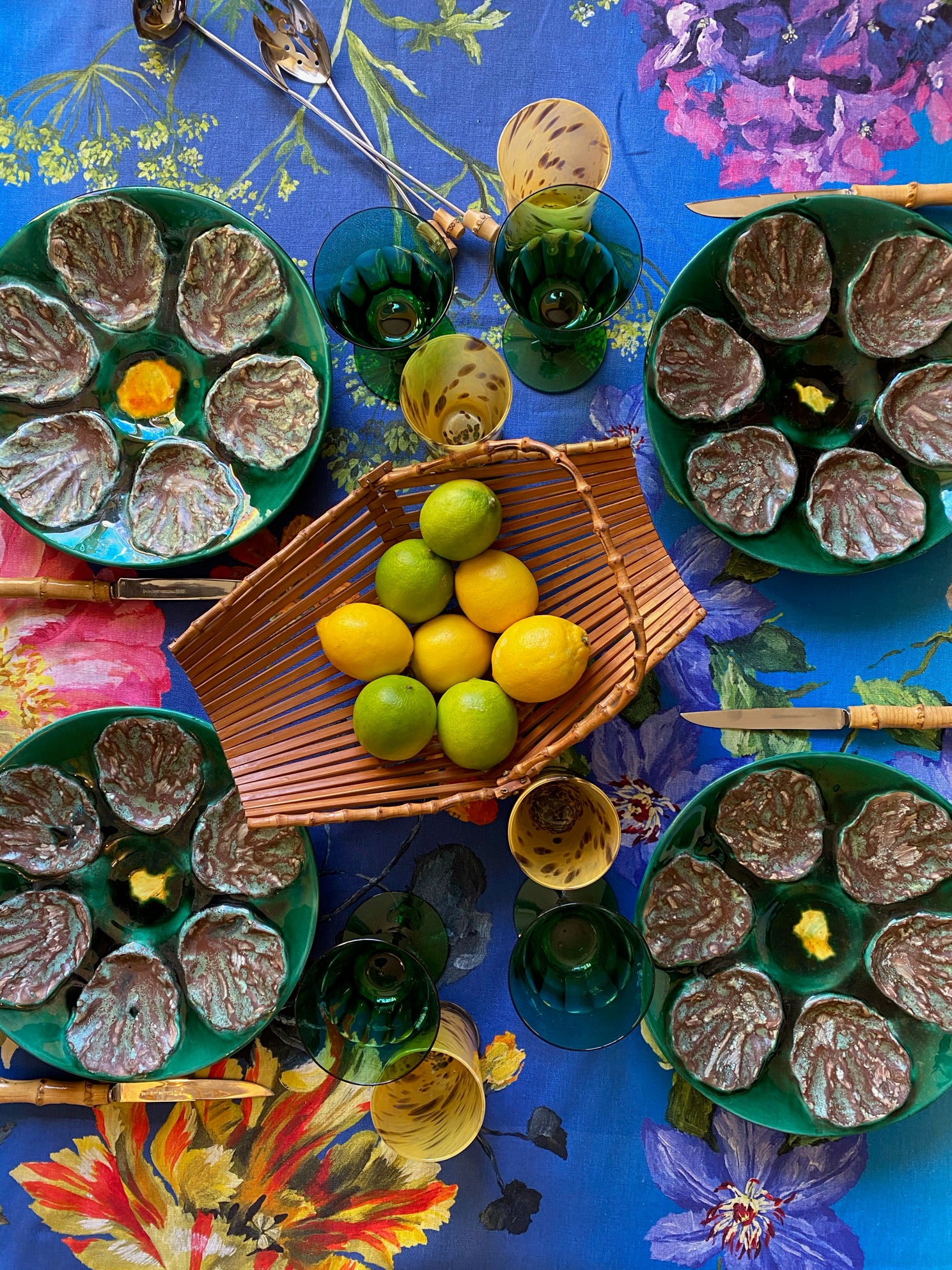 Antique French Majolica Oyster Plates Set of 4