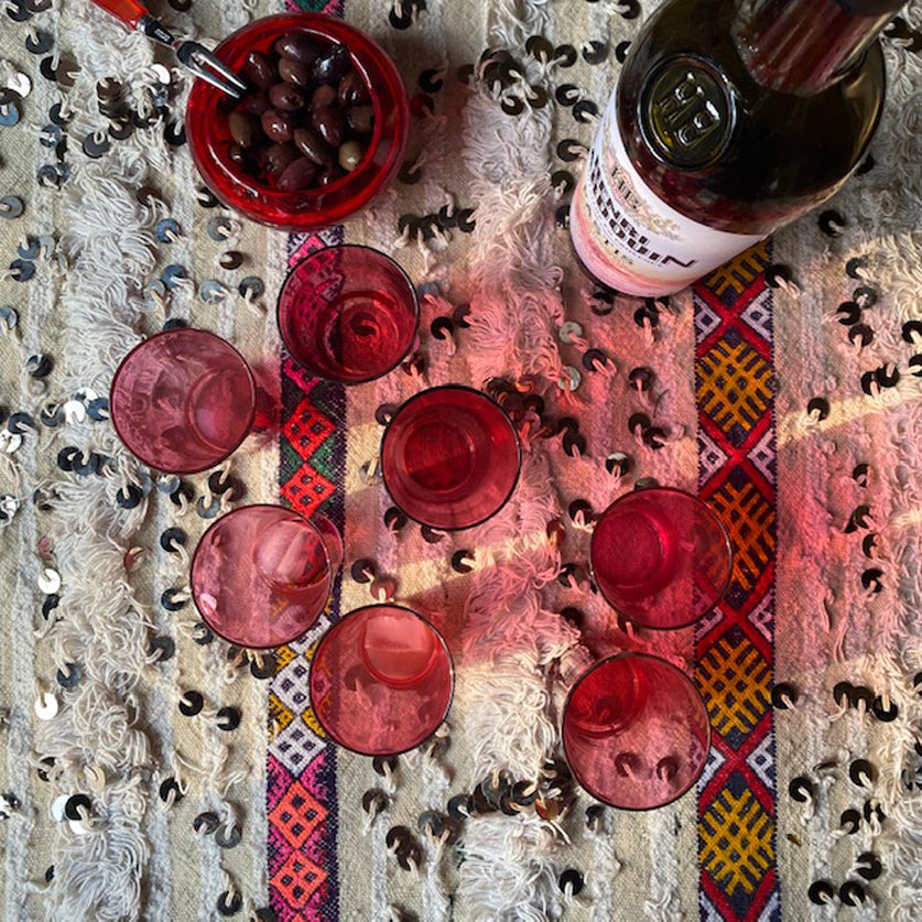 Cranberry Glass Jug & Tumblers