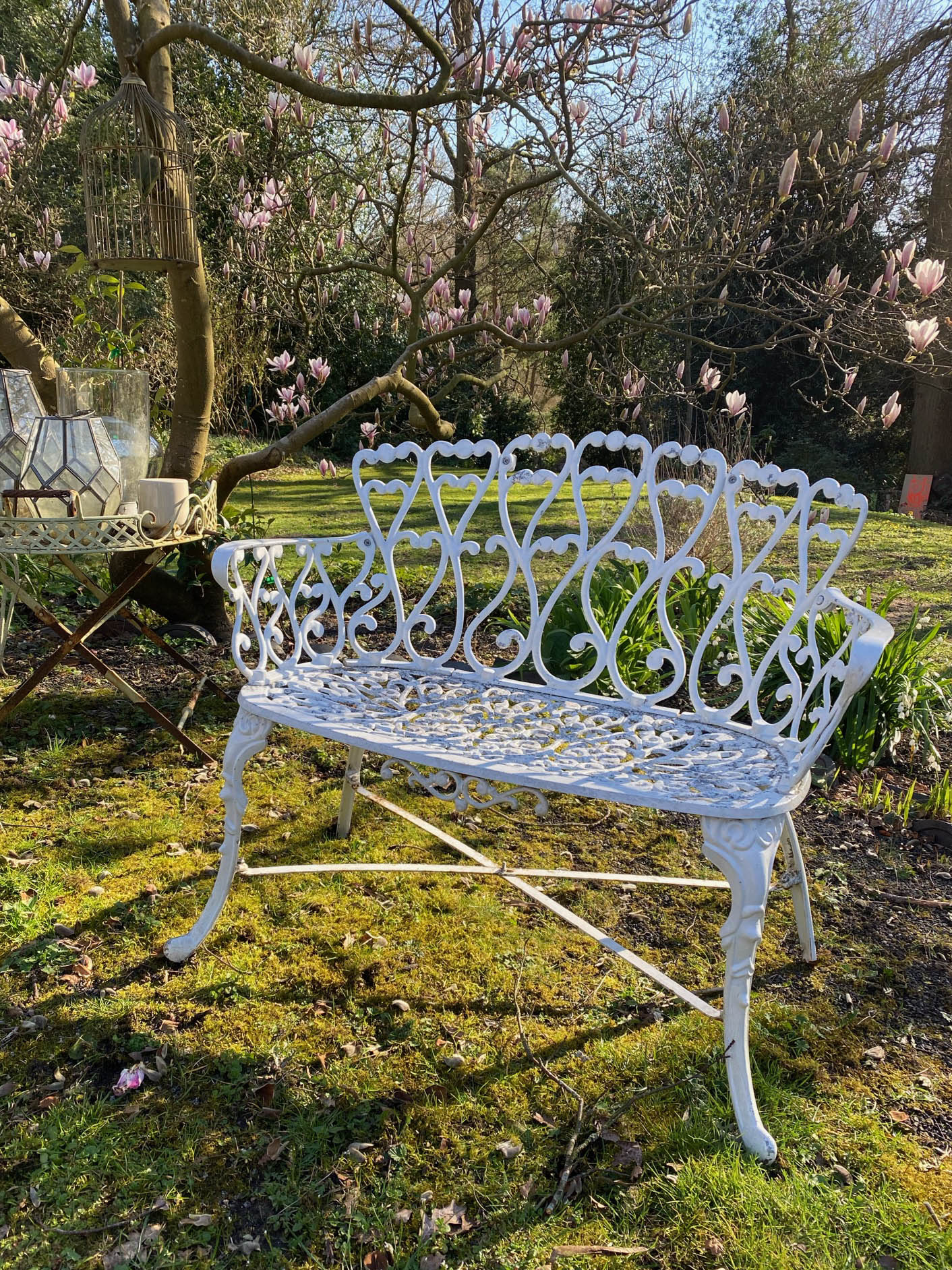 Antique White French Cast Iron Loveseat