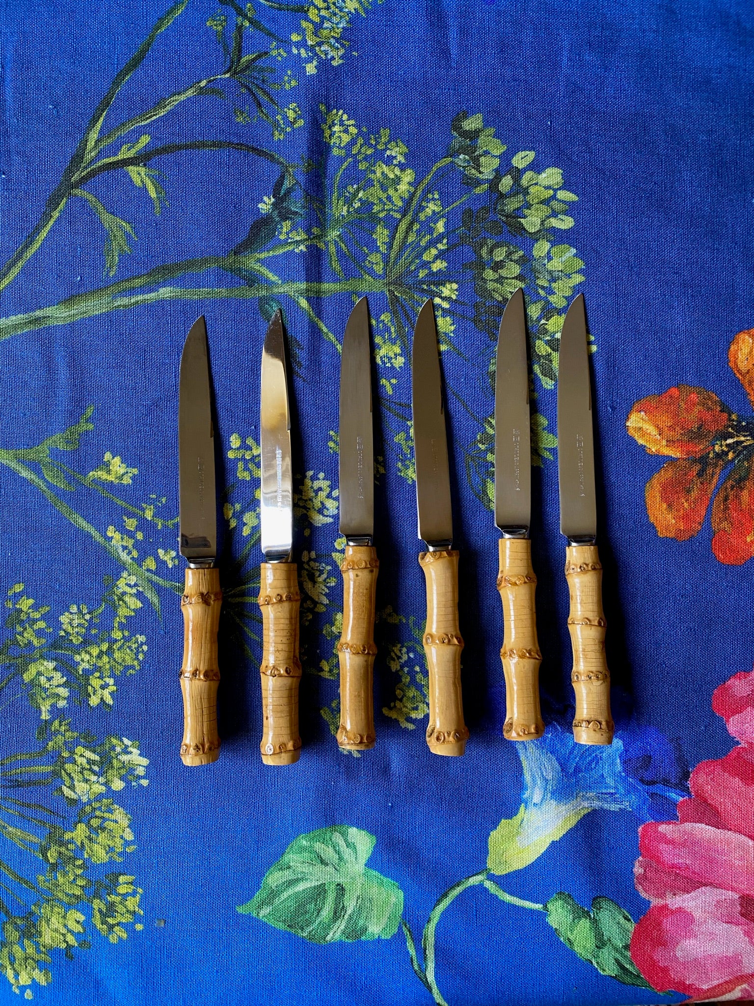 Vintage Bamboo Tiki Japanese Dinner Knife Set