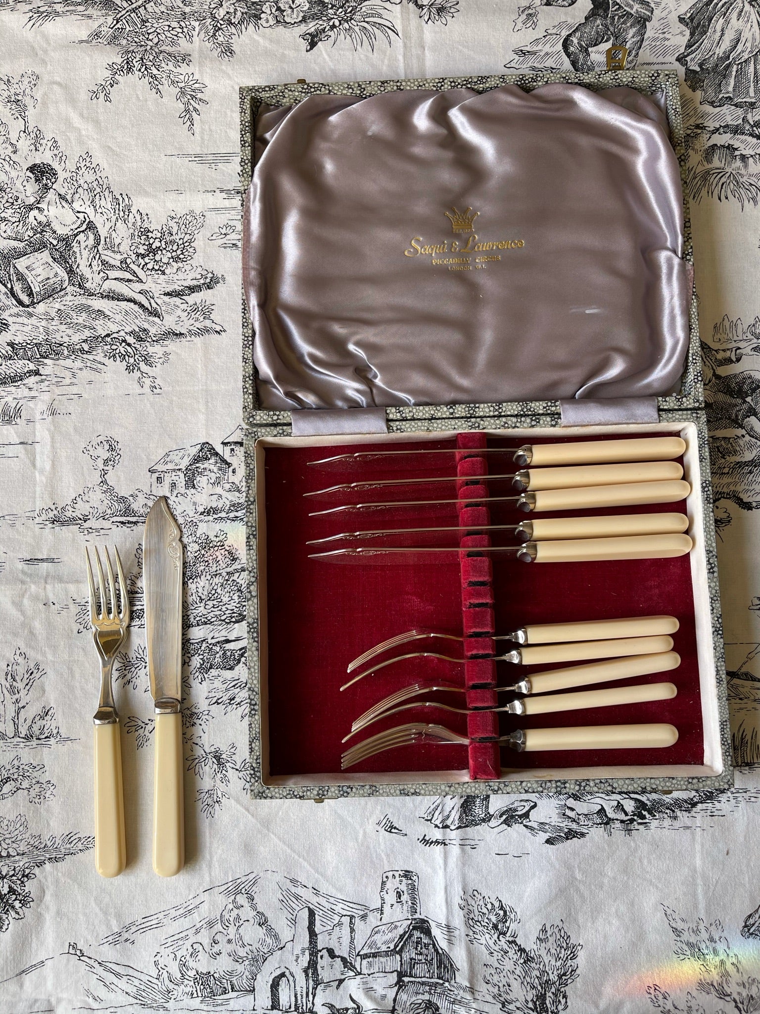 Saqui & Lawerence Silver Plated Fish Knives & Forks Set of 6
