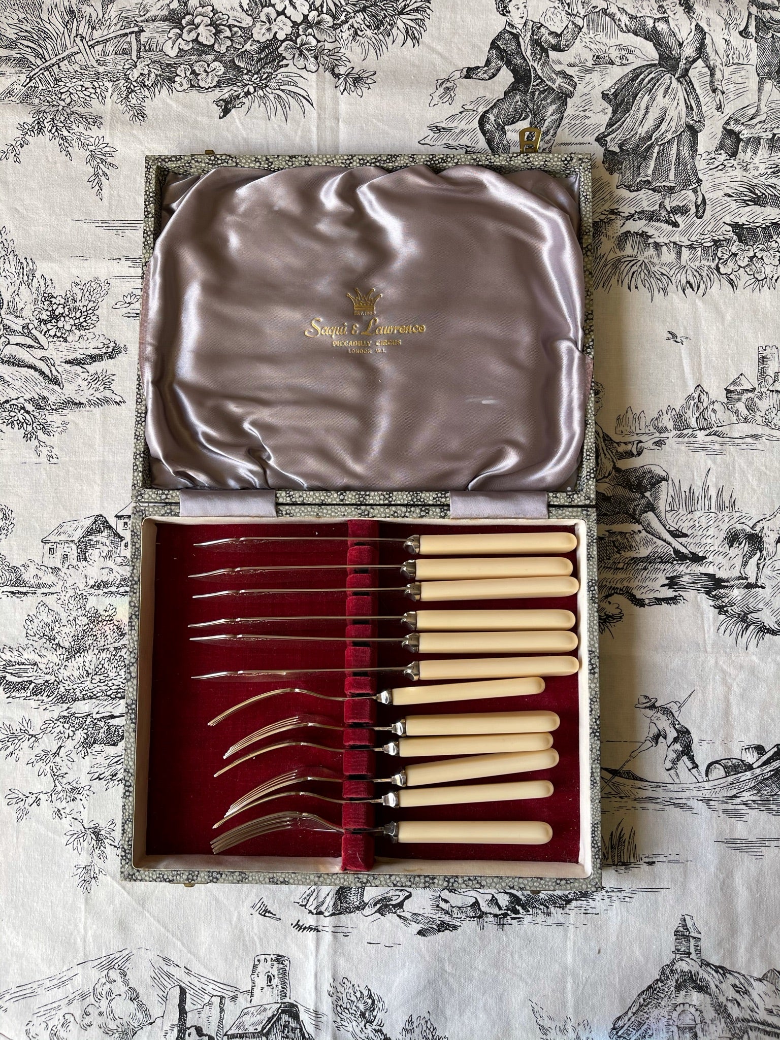 Saqui & Lawerence Silver Plated Fish Knives & Forks Set of 6