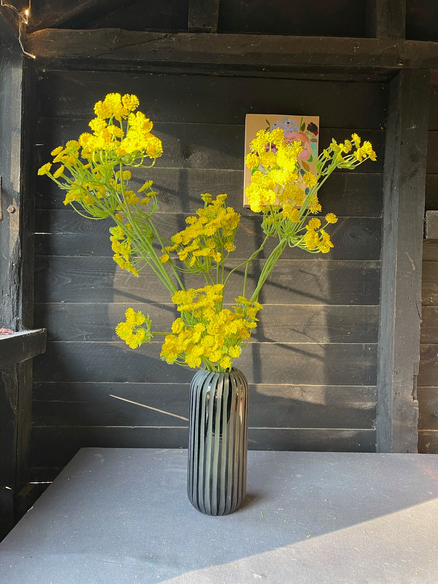Faux Yellow Scabiosa Spray Stem