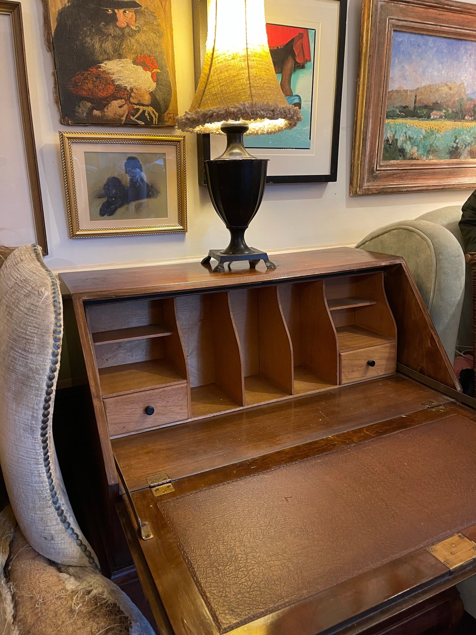 Antique Queen Anne Walnut Burr Bureau
