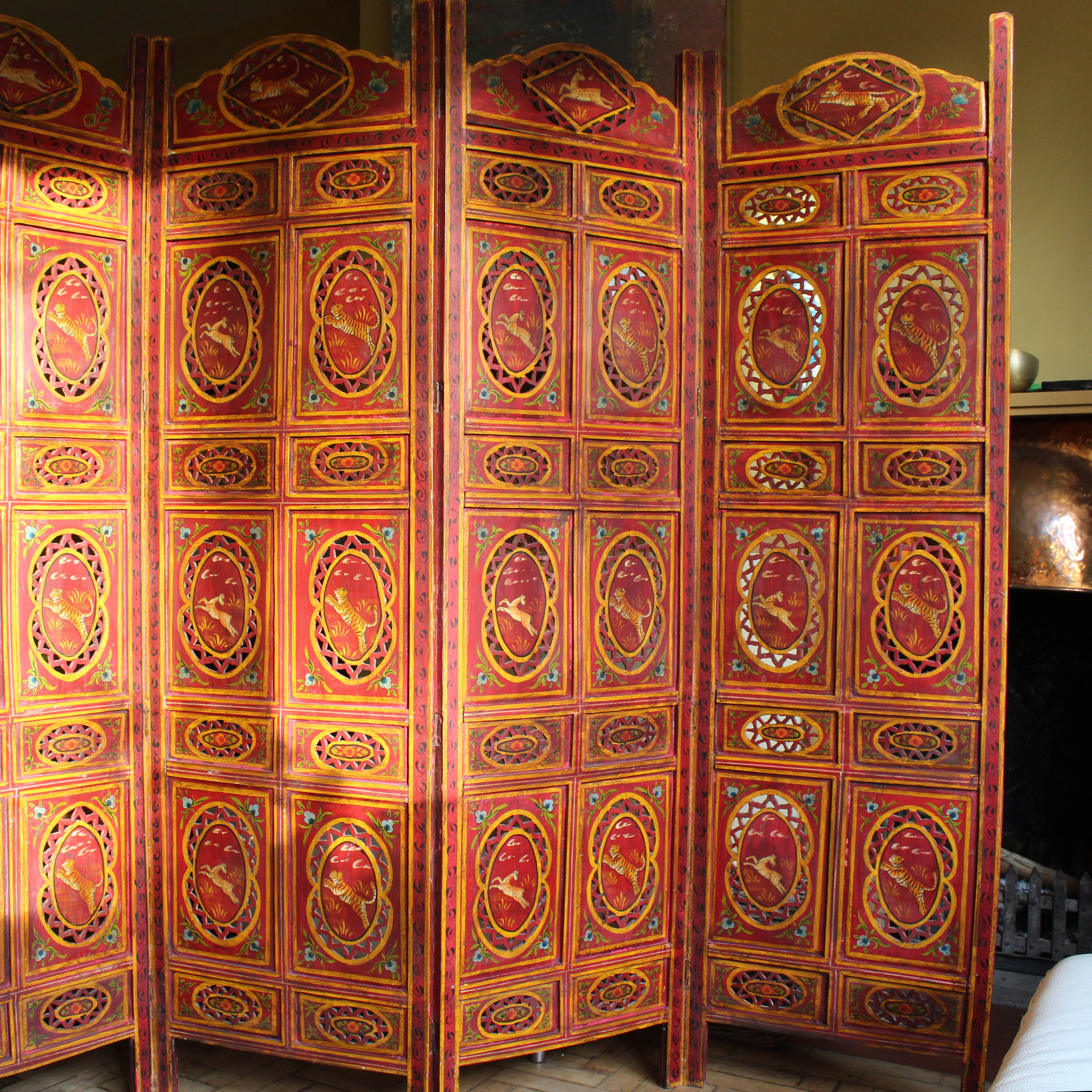 Hand Painted Tiger Indian Screen