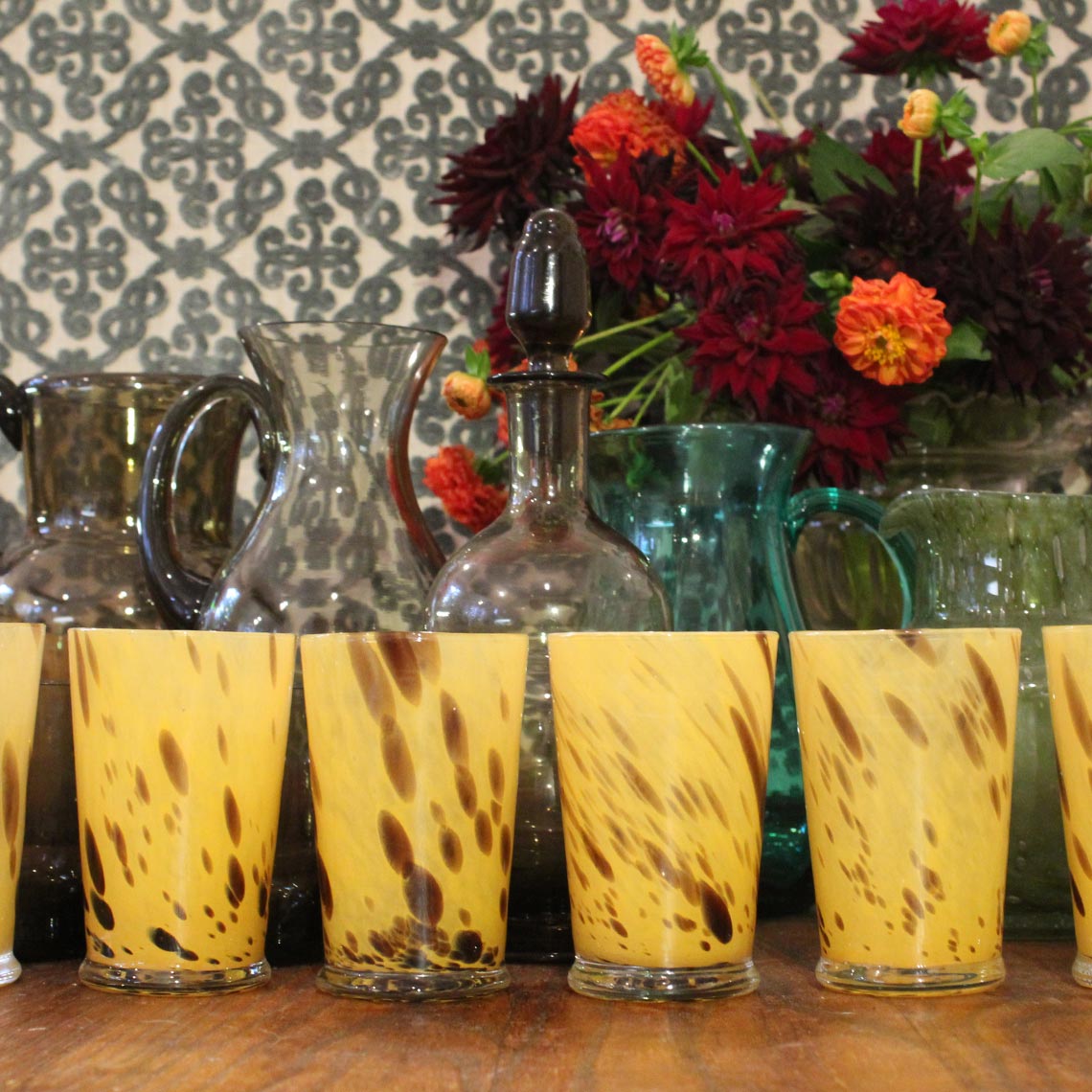 Leopard Murano Glass Tumblers