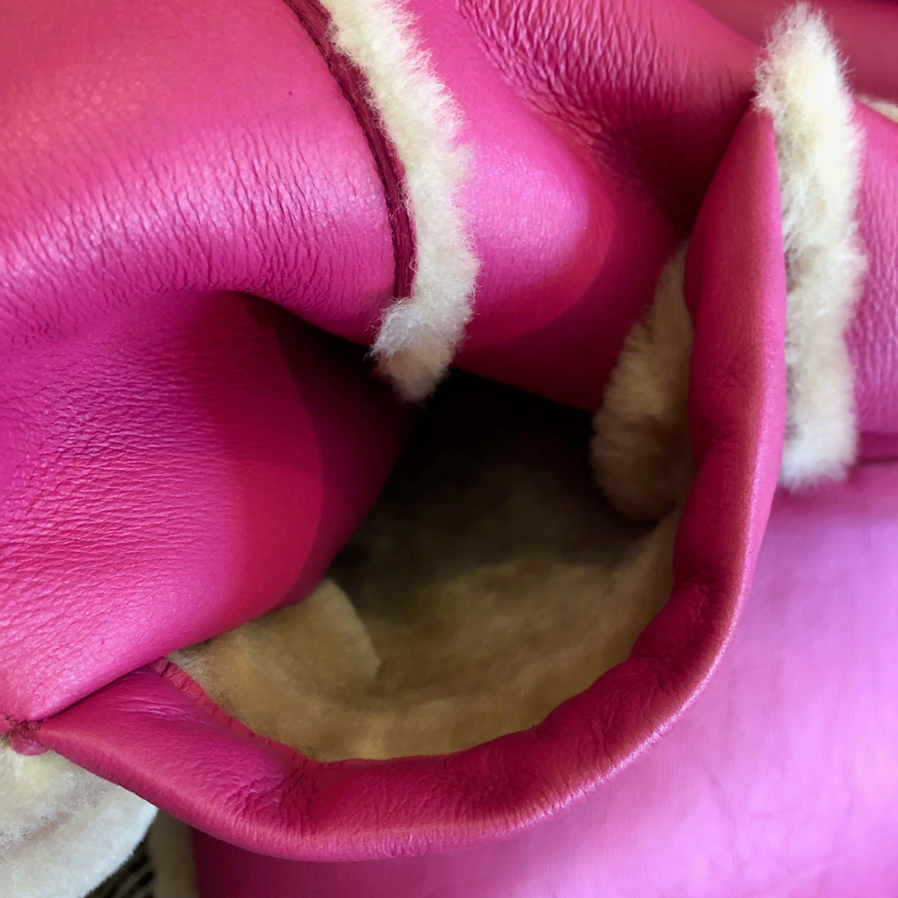 Escada Sport 1980's Magenta Shearling Long Duffle Coat