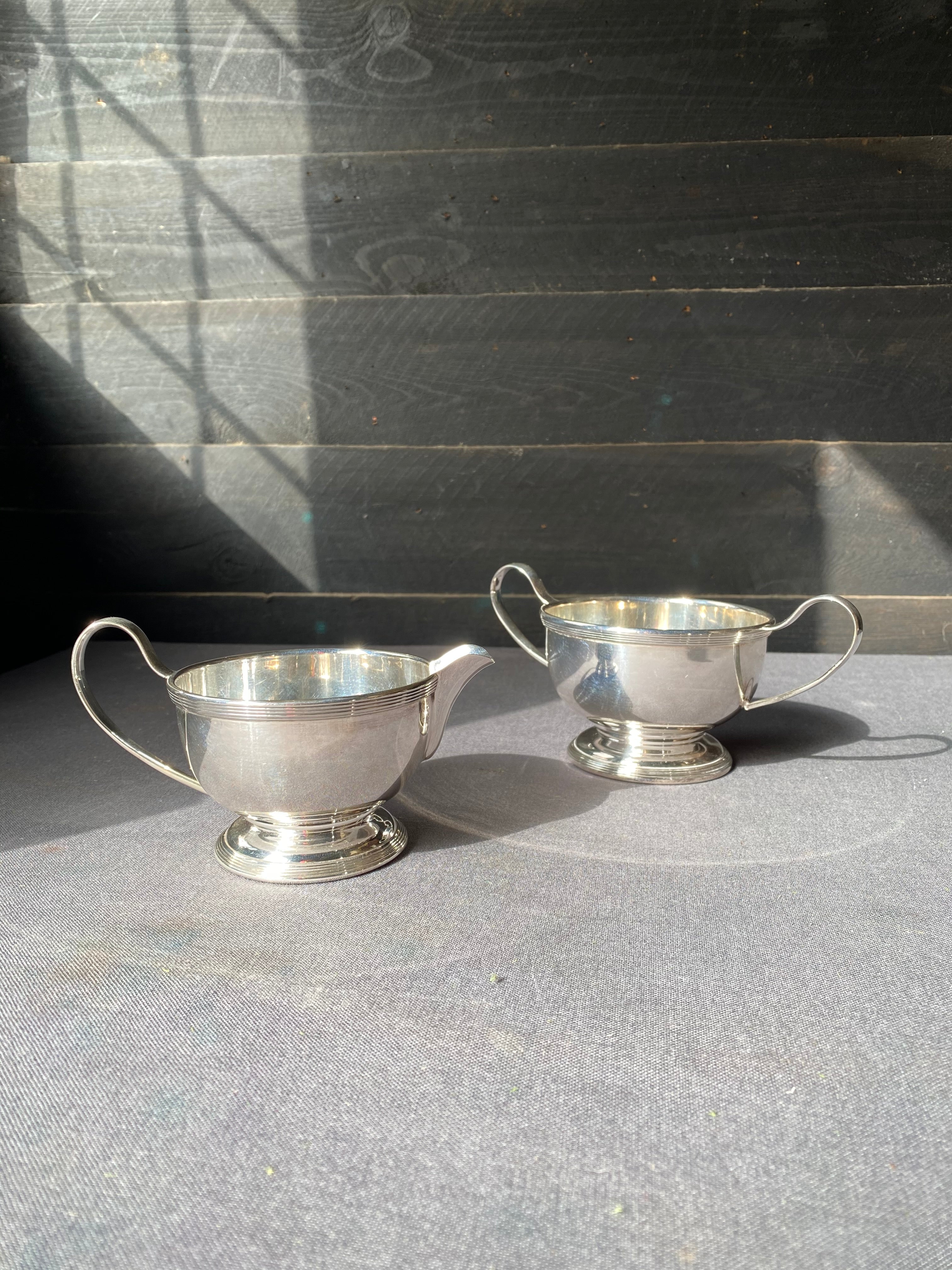Vintage Silver Sugar Bowl & Jug