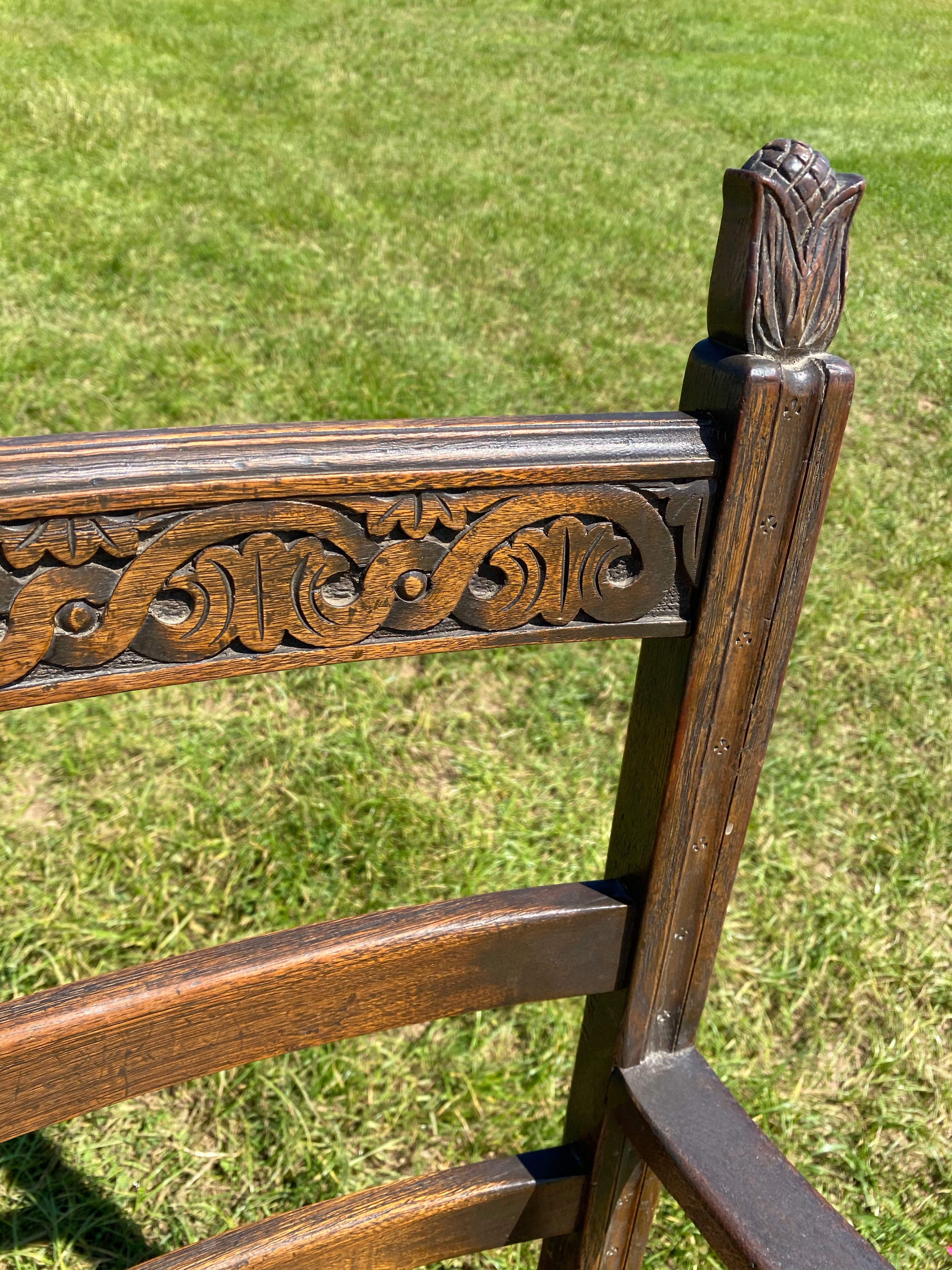 Vintage Carved Wooden Rush Chair