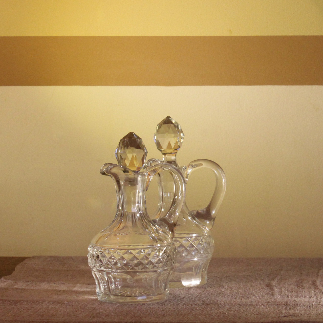 Pair Of Dainty Crystal Jugs