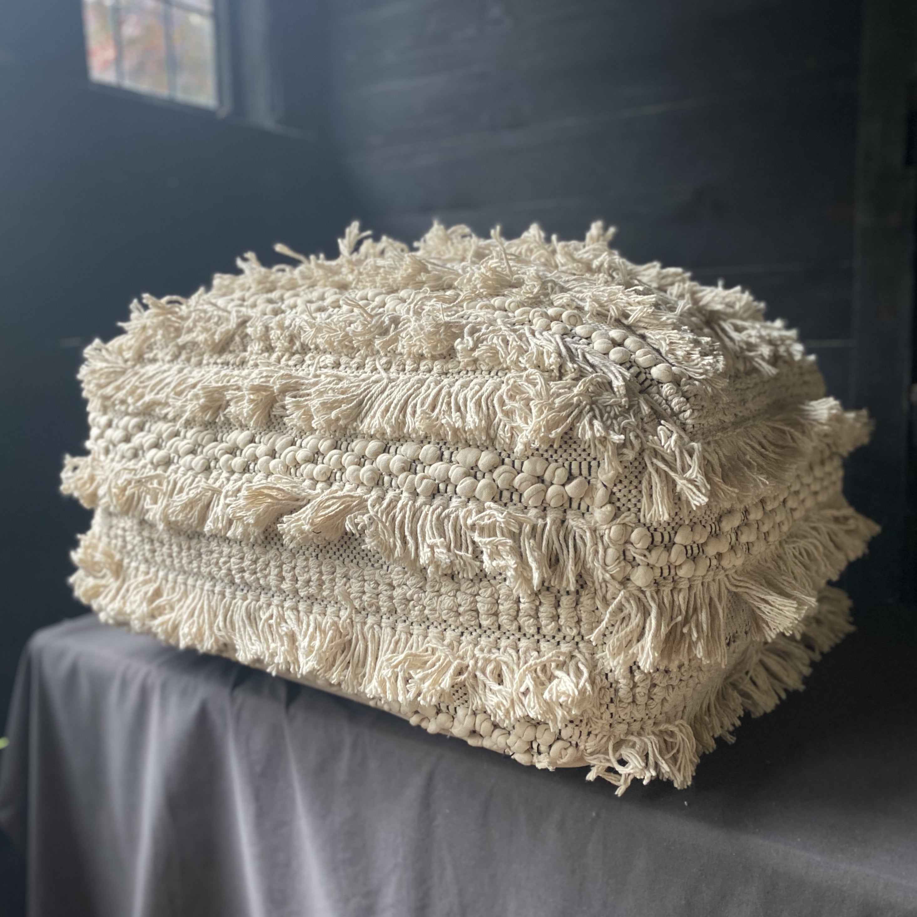 Tassel and Bobble Pouffe