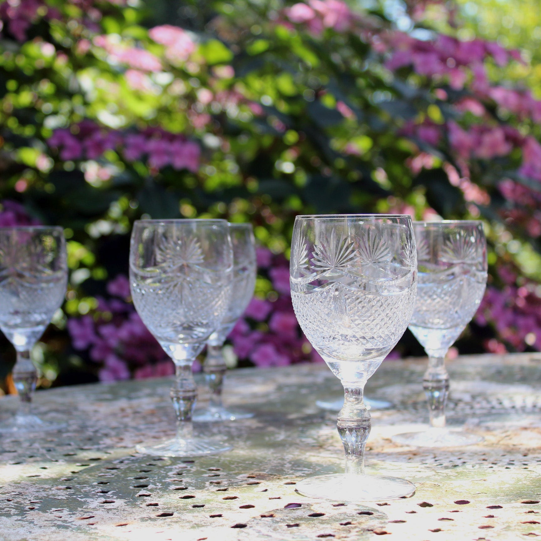 globe crystal wine goblets