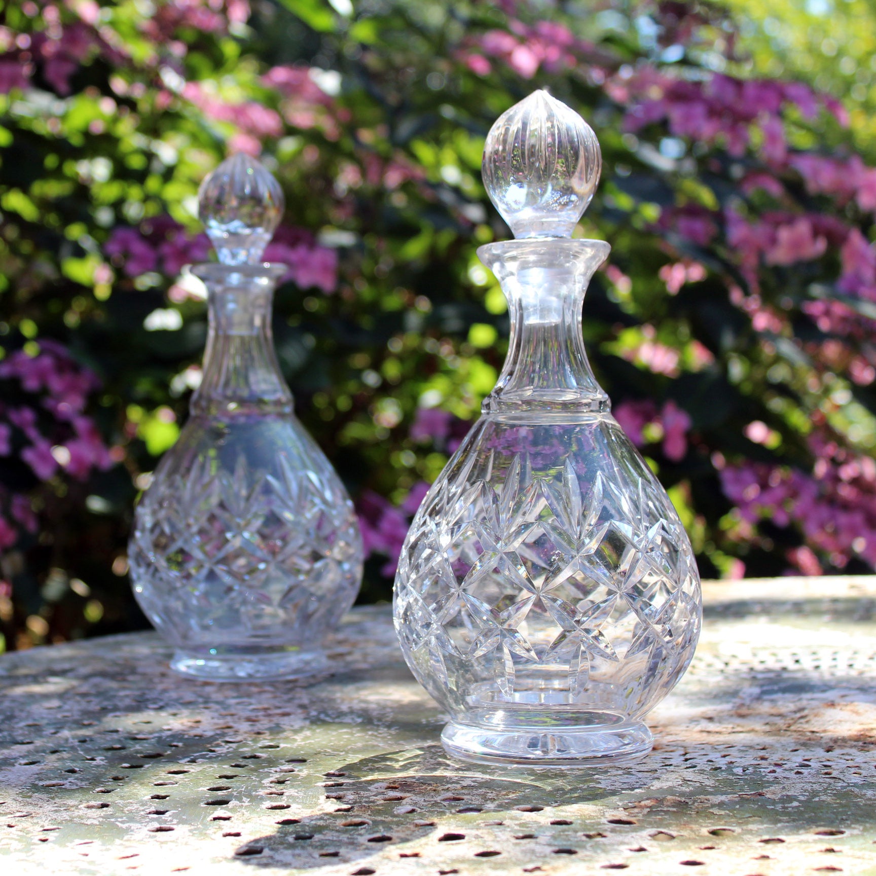 pair of crystal decanters