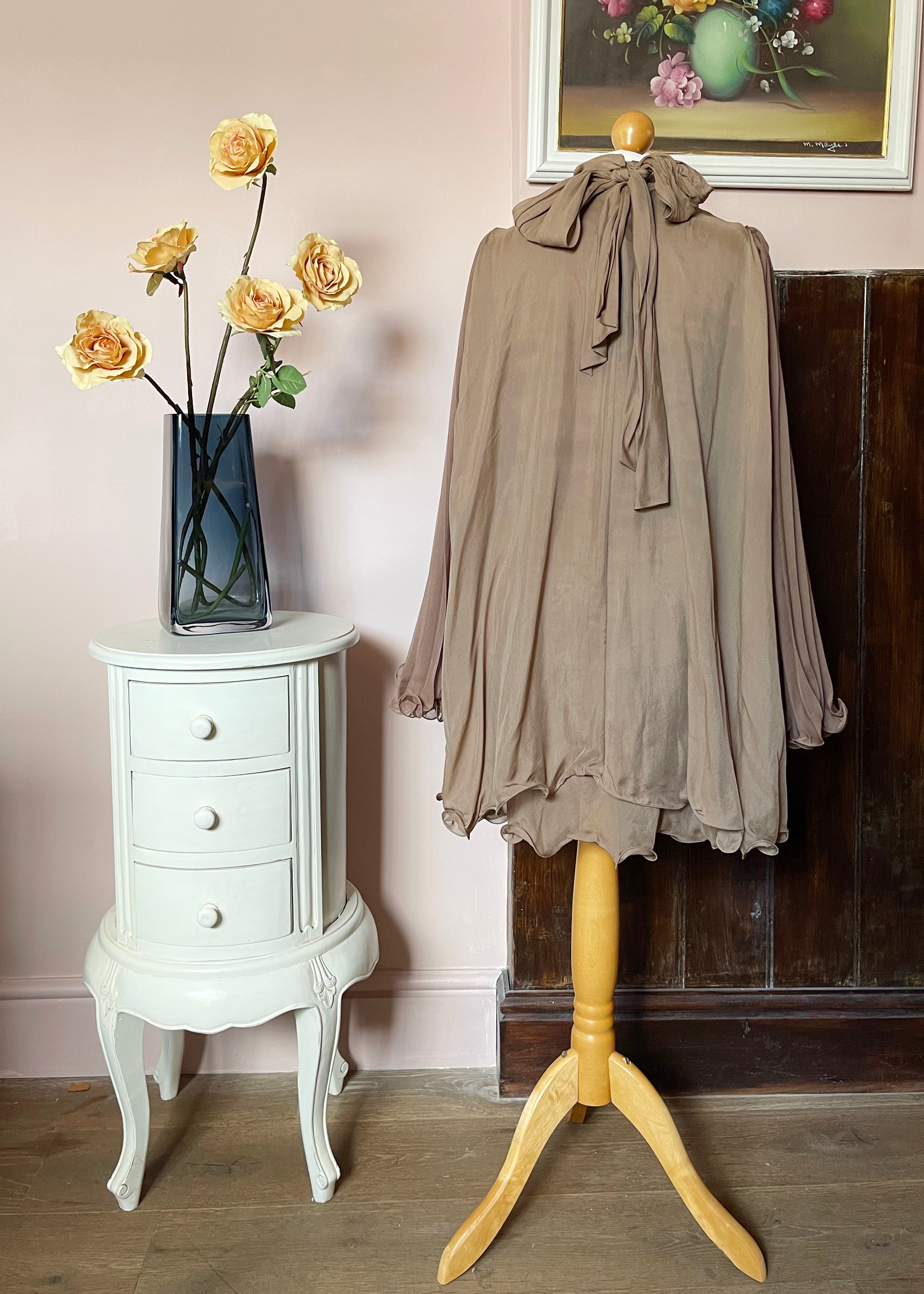 Issa Mocha Silk Pleated Dress