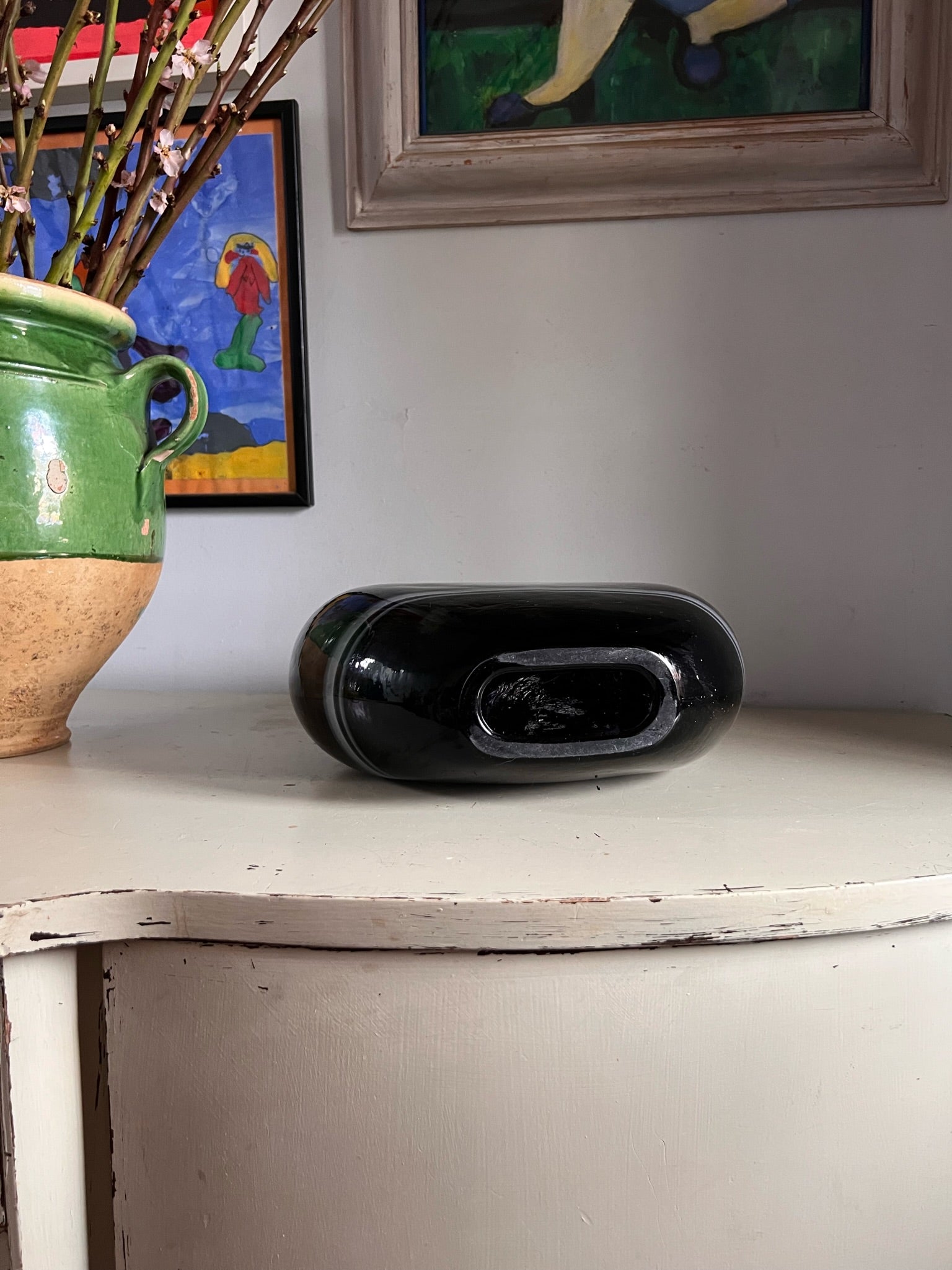 Large Deep Smokey Blue Vase