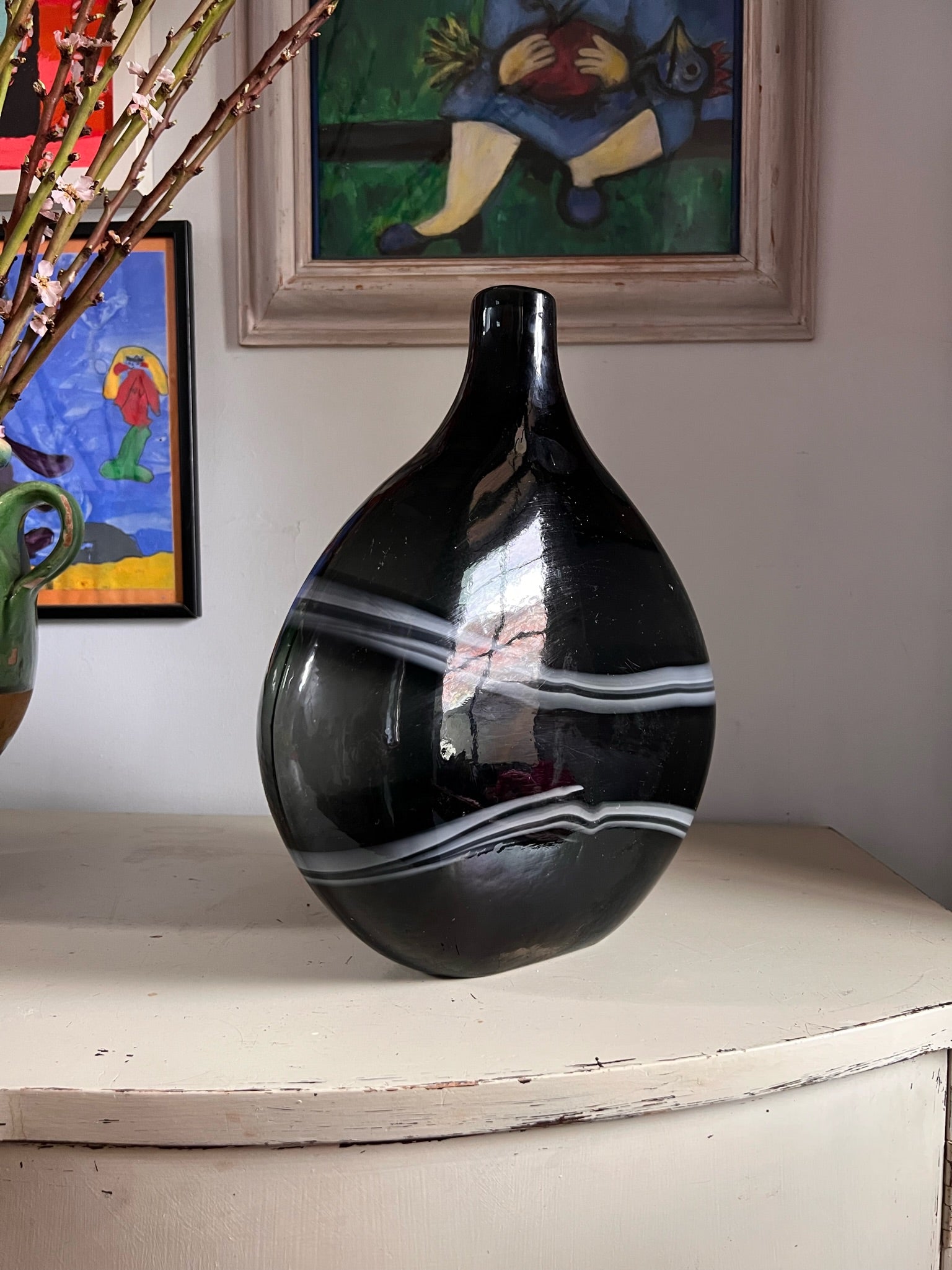 Large Deep Smokey Blue Vase