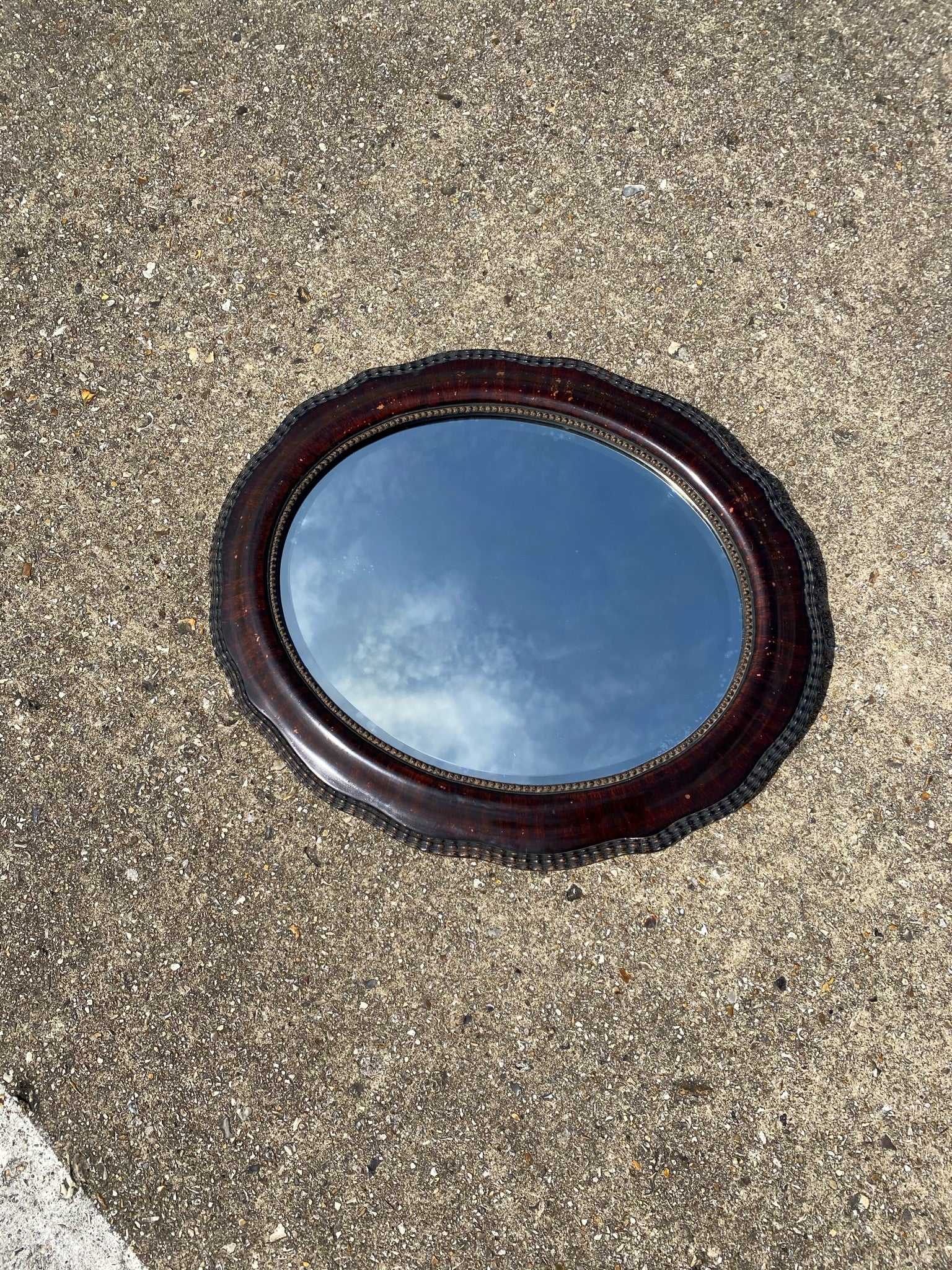 Vintage Scalloped Oval Mirror