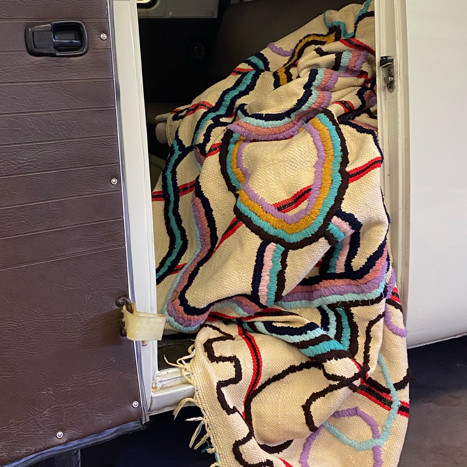 Hand-embroidered Beber Moroccan Rug