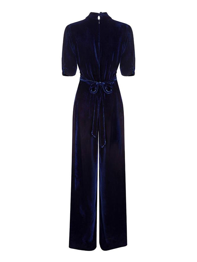 Sable Jumpsuit Silk Velvet - Midnight