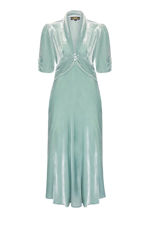 Sable Midi Dress Sea Foam Silk Velvet