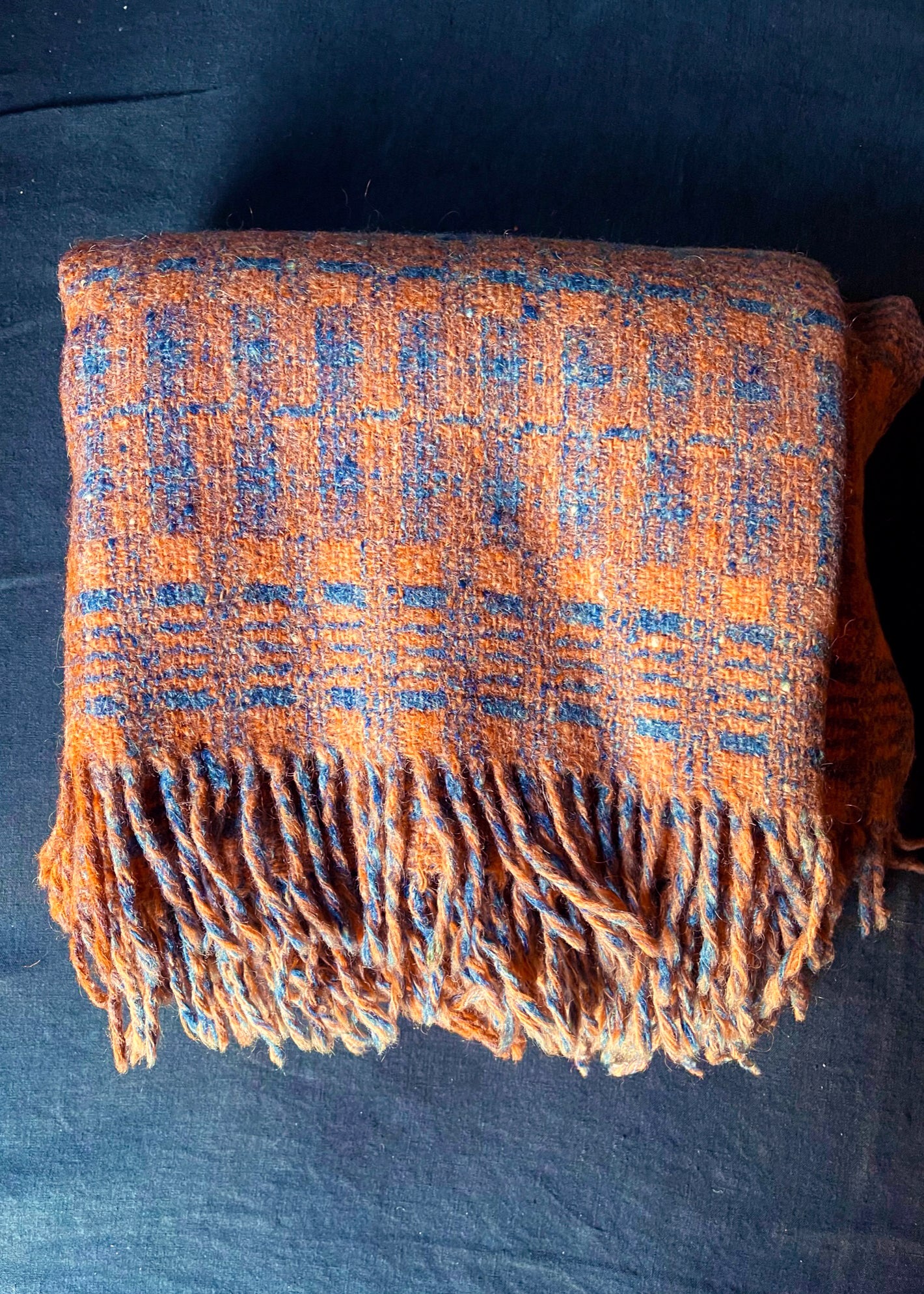 Orange & Grey Woollen Blanket