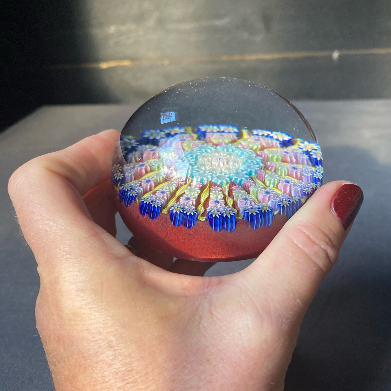 Murano Glass multi-coloured Millefiori Globe Paperweight