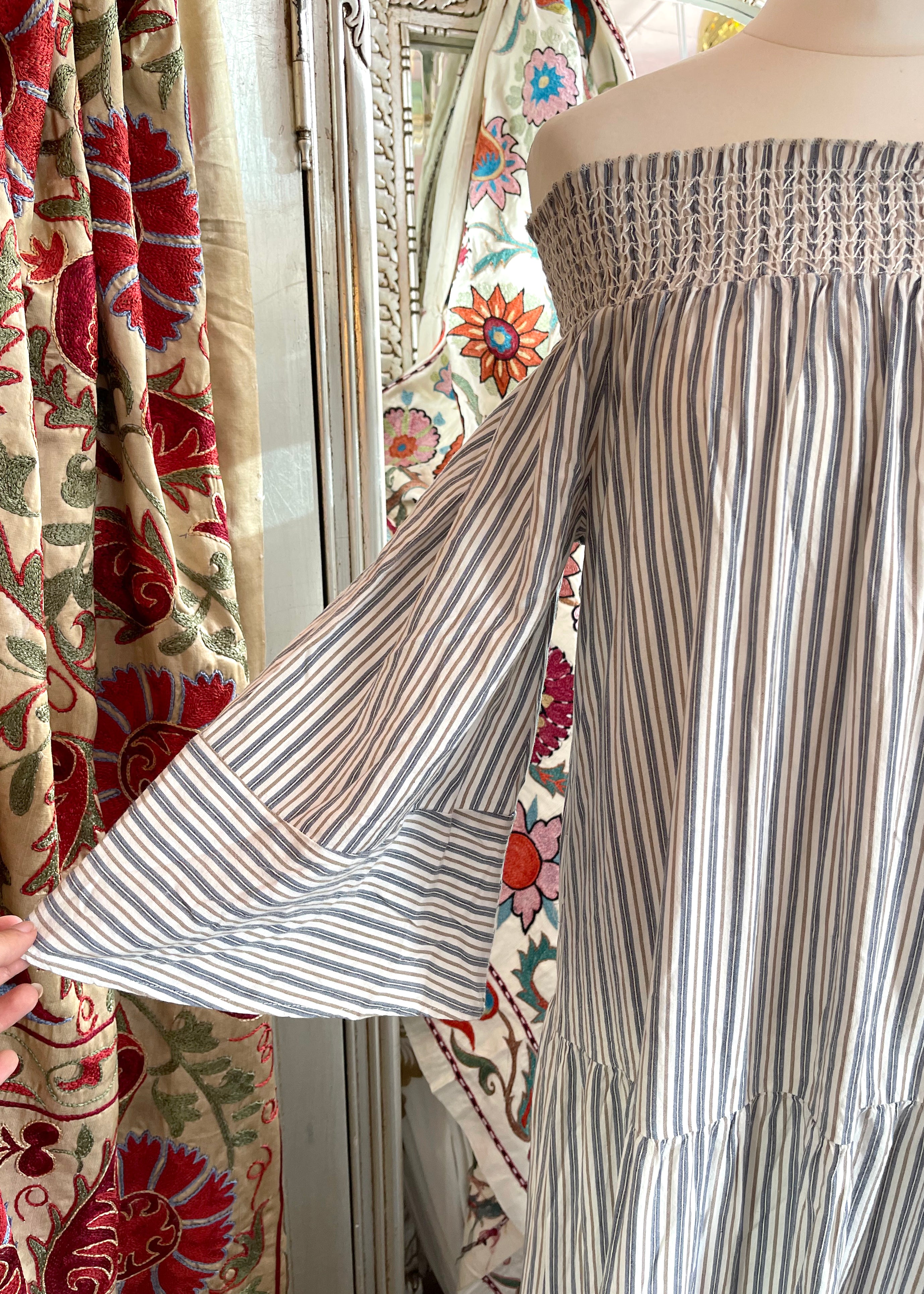 Project AJ117 Off The Shoulder Striped Summer Dress