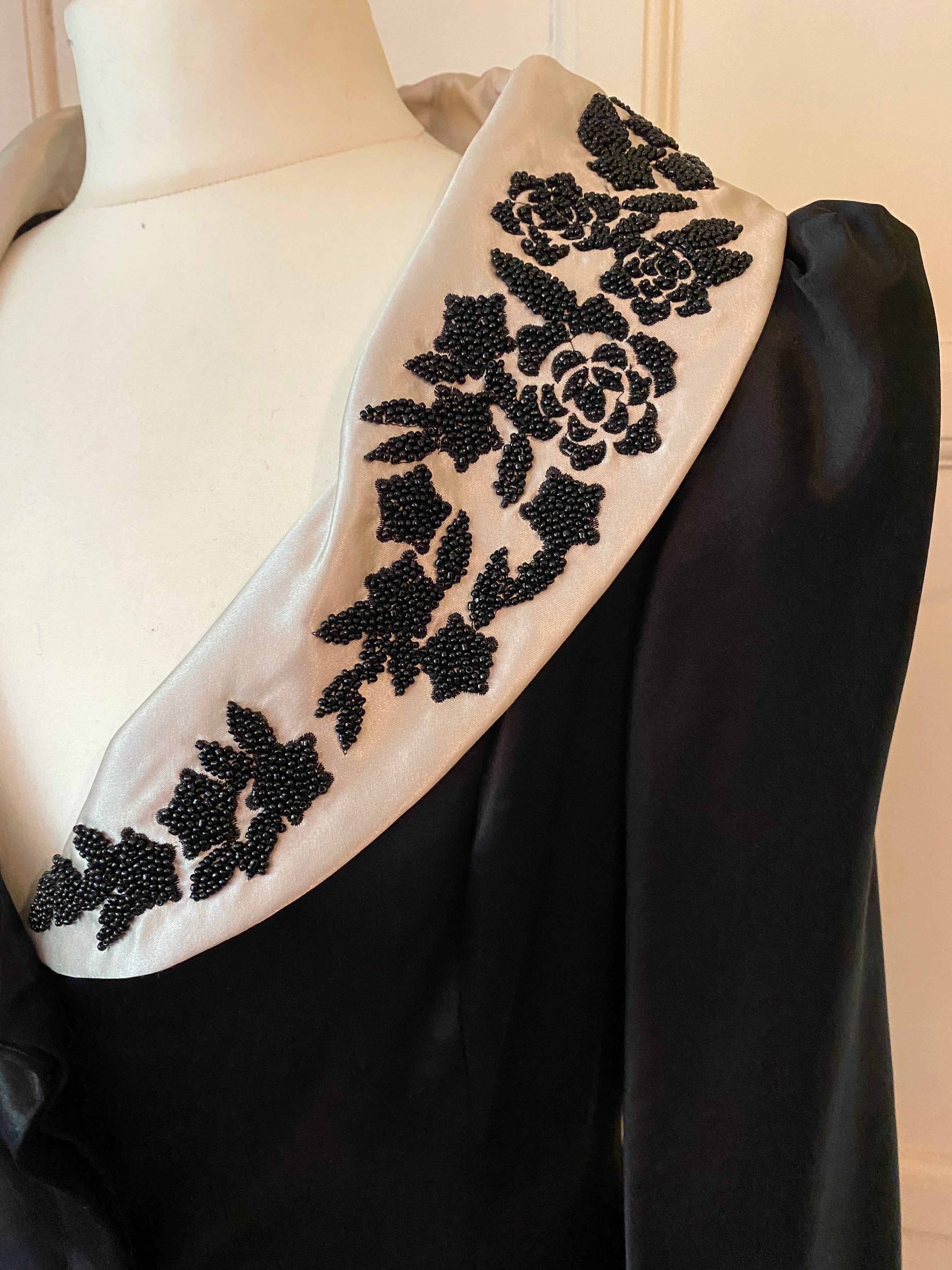 Ronit Zilkha Black Silk Beaded Coat