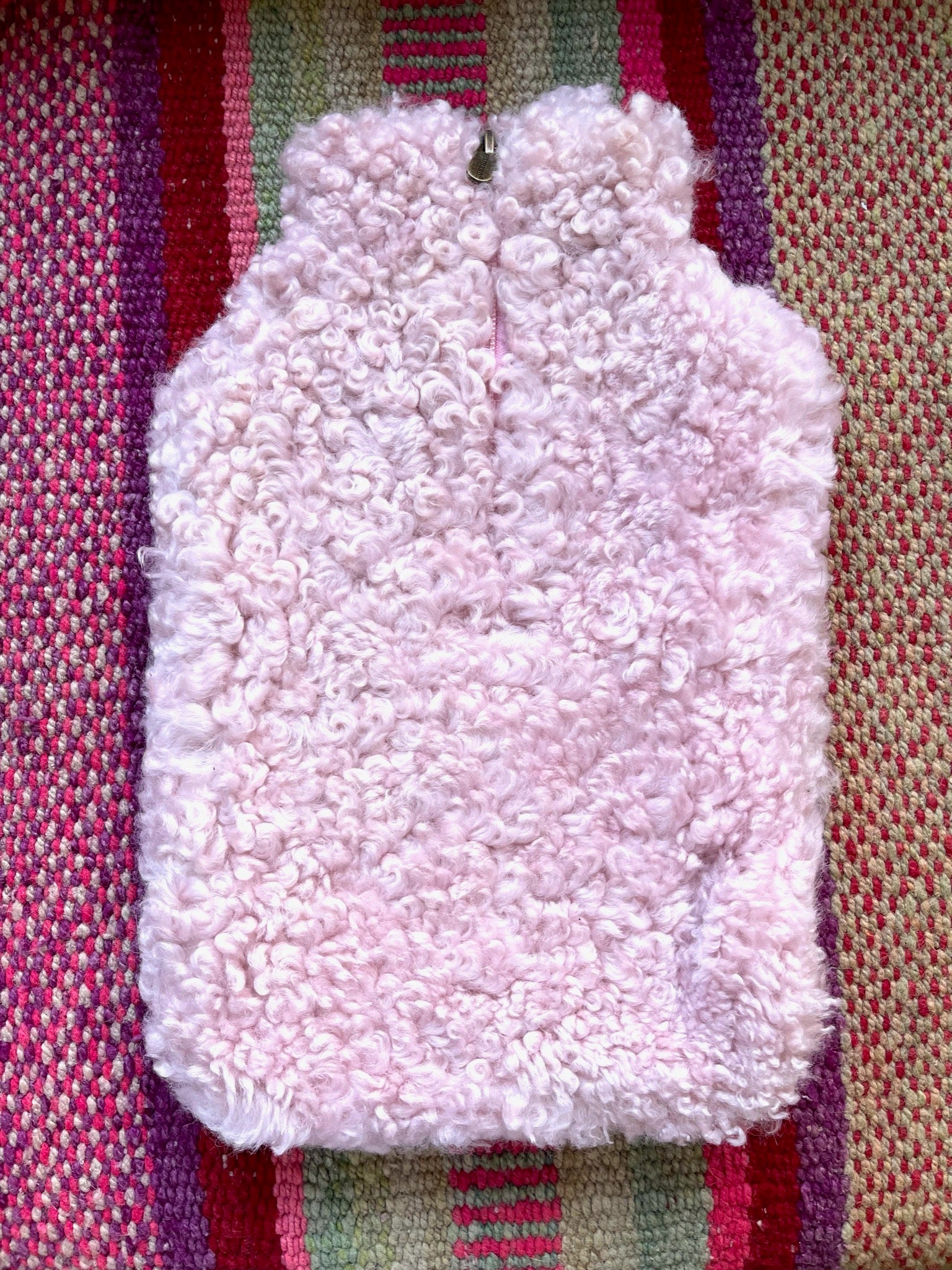 Curly Pink Sheepskin Hot Water Bottle Cover