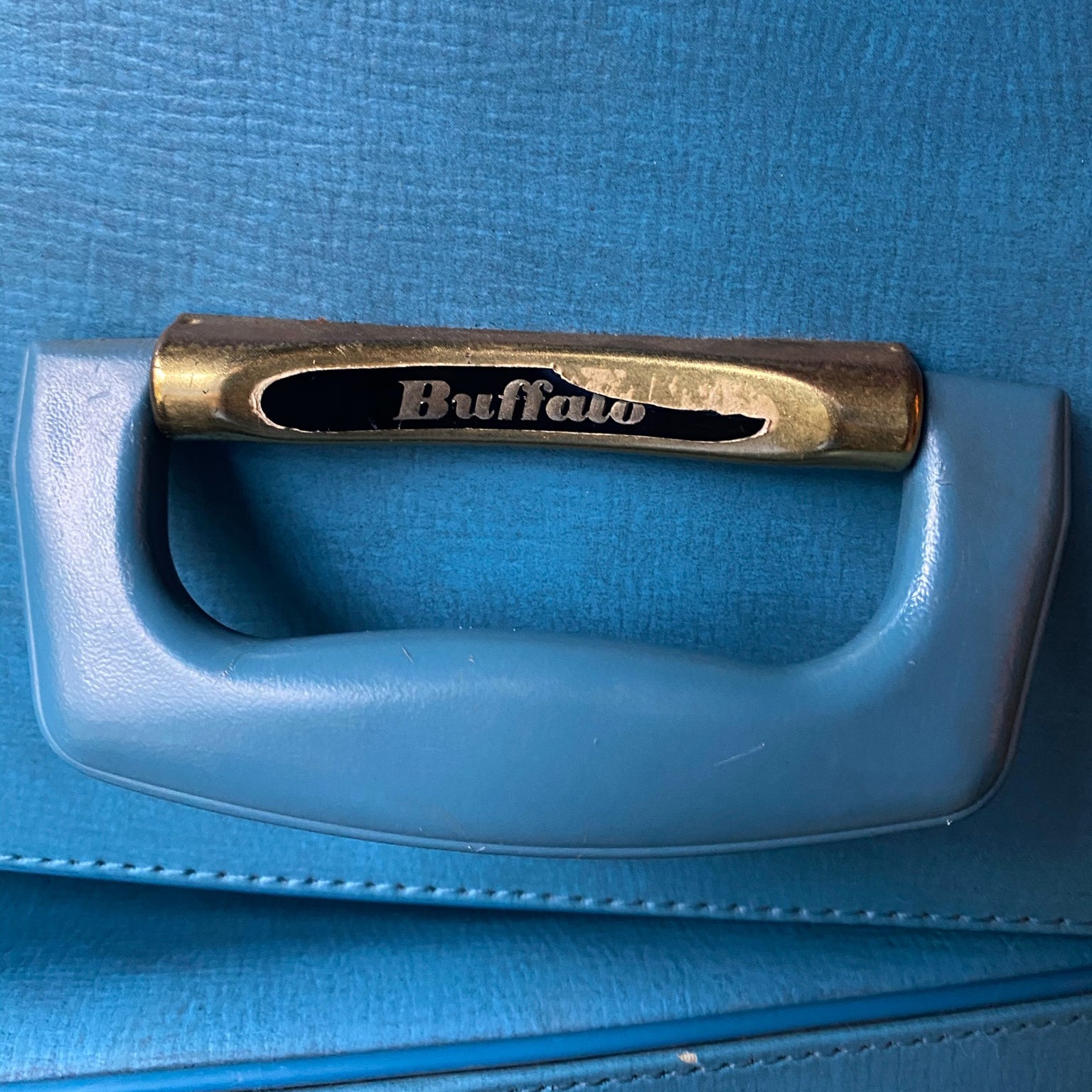 Vintage 1950s Pair of Blue Buffalo Suitcases