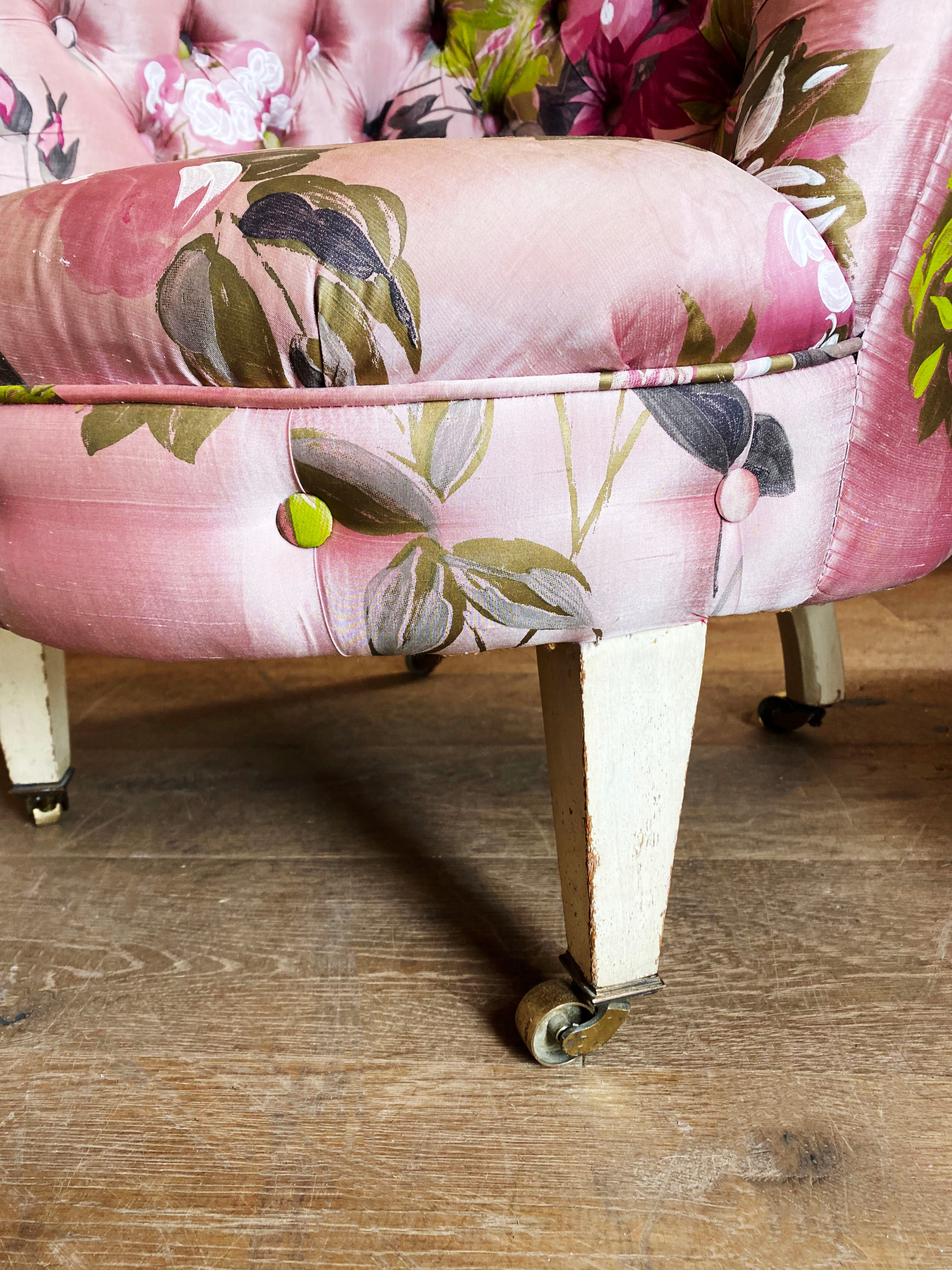Silk Button Back Tub Chair