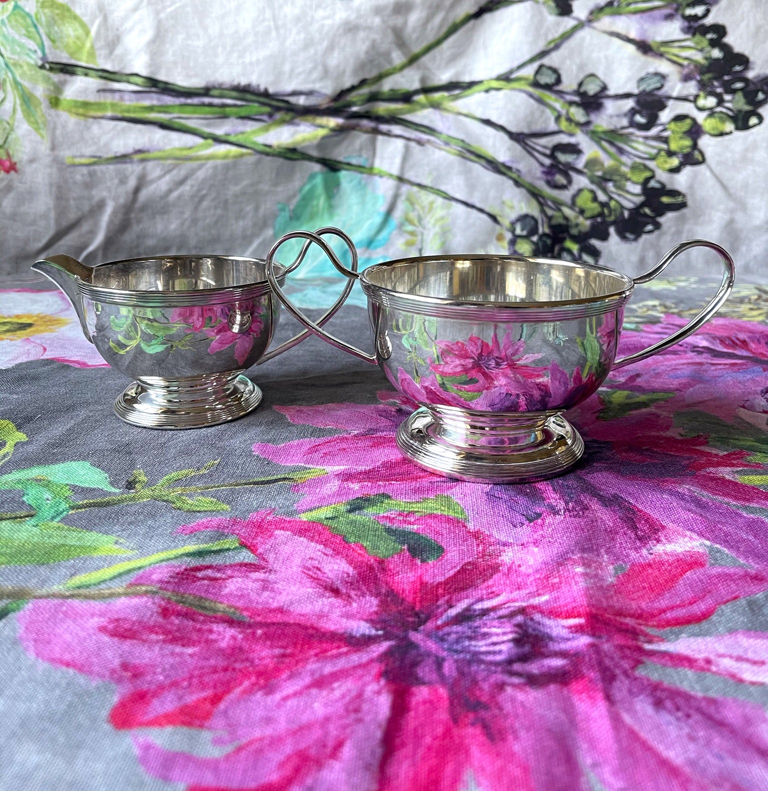Vintage Silver Sugar Bowl & Jug