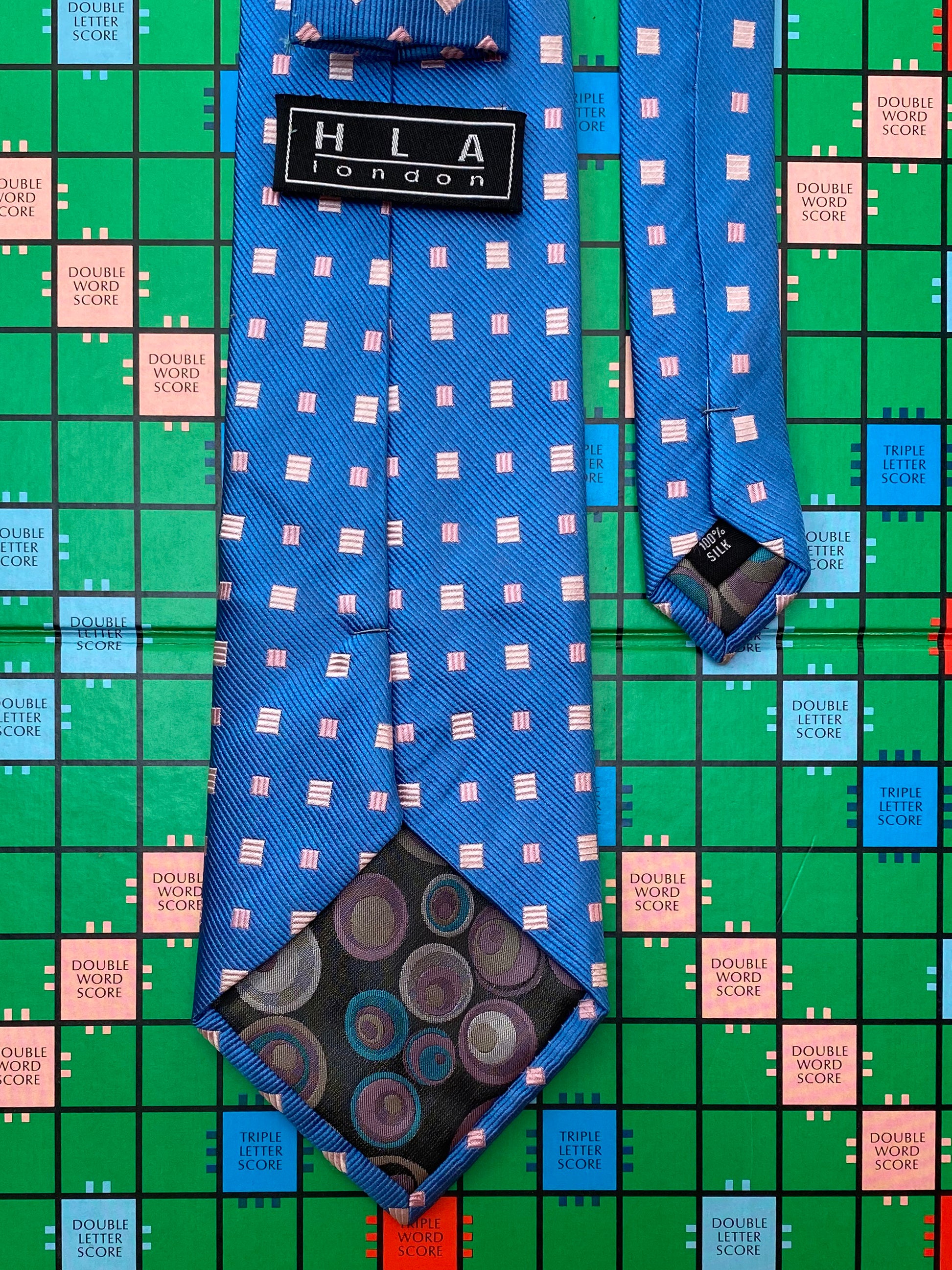 Blue & Pink Square Silk Tie