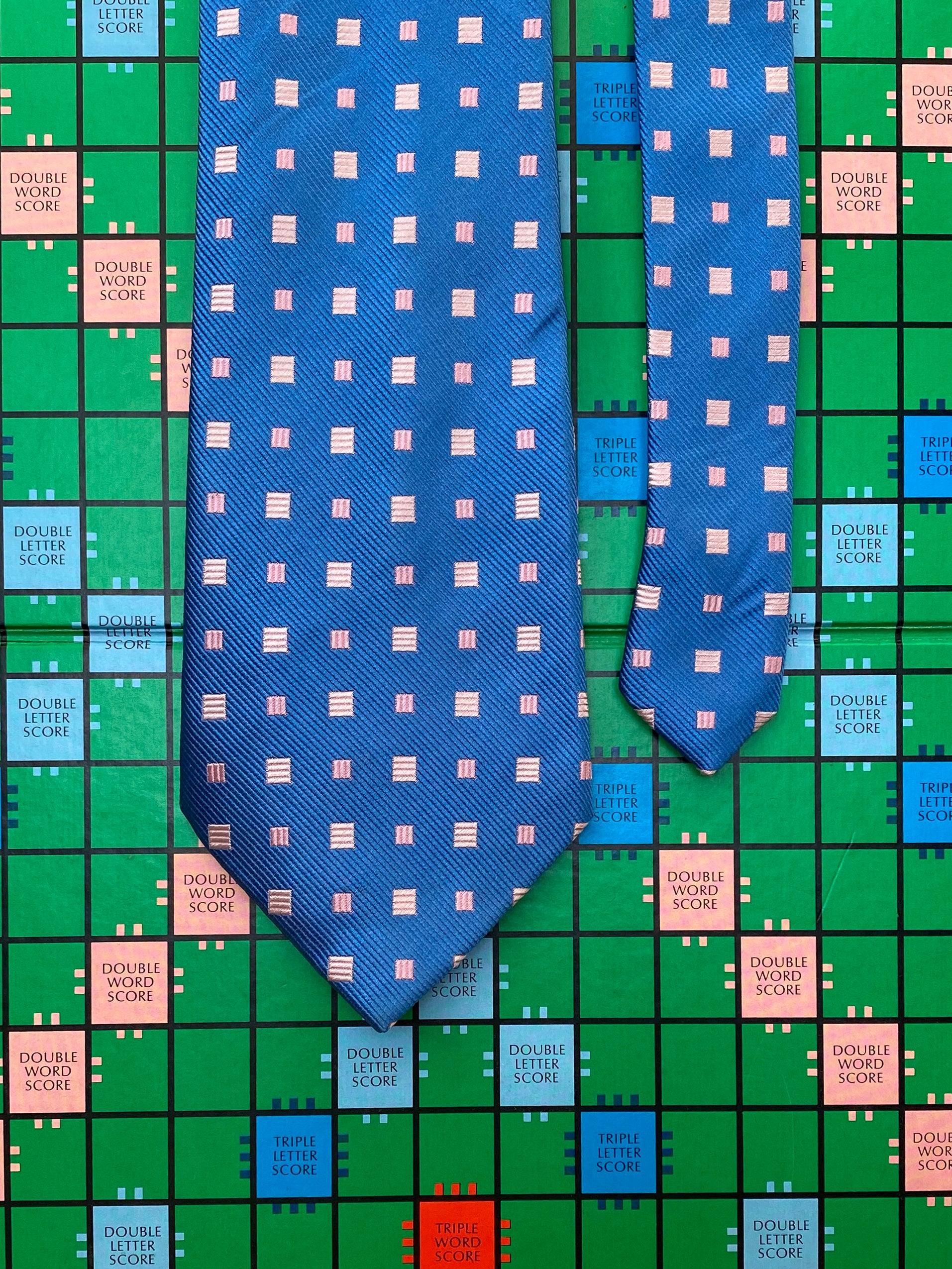 Blue & Pink Square Silk Tie