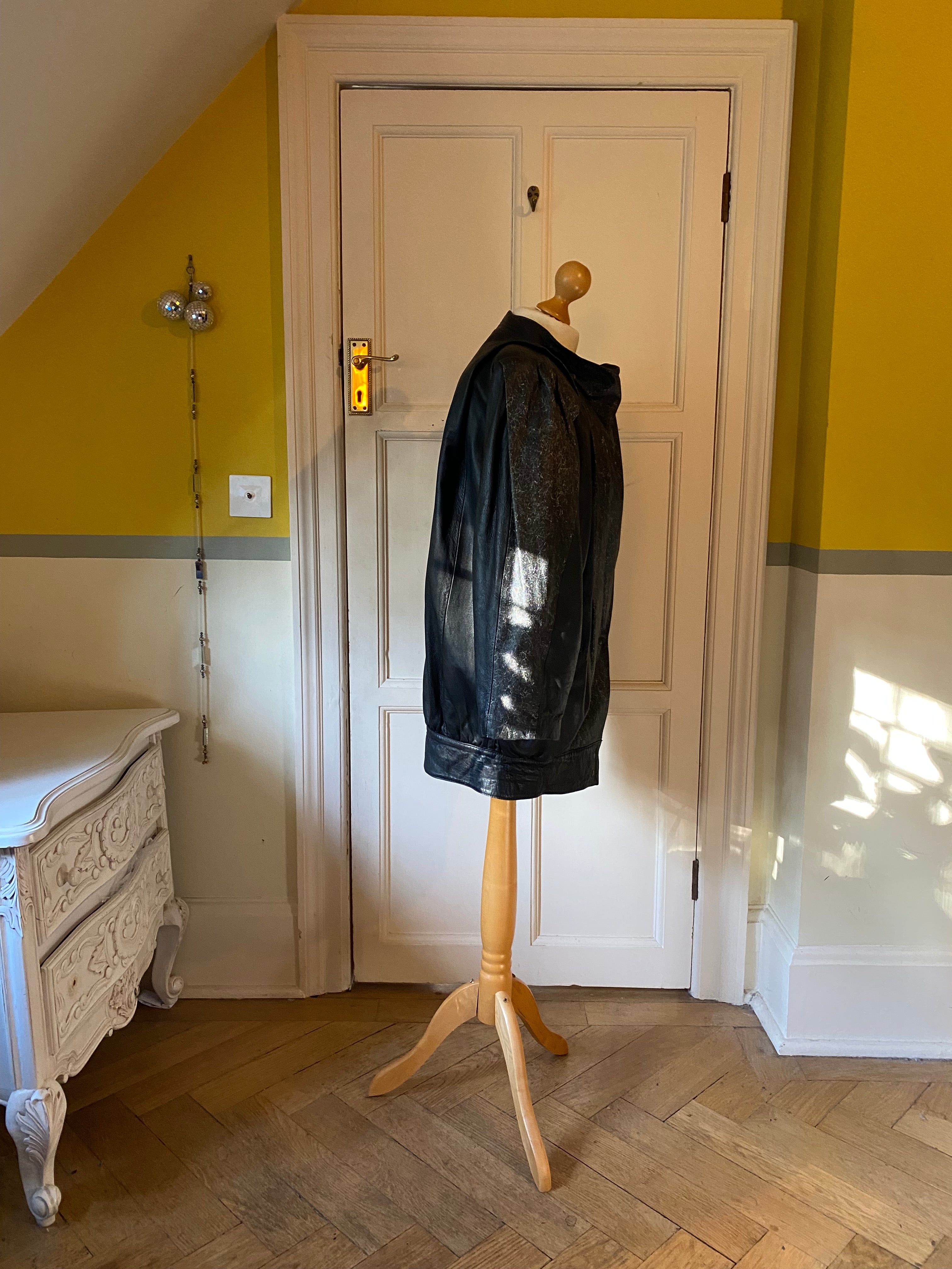 Vera Pelle Vintage Black Bomber Jacket