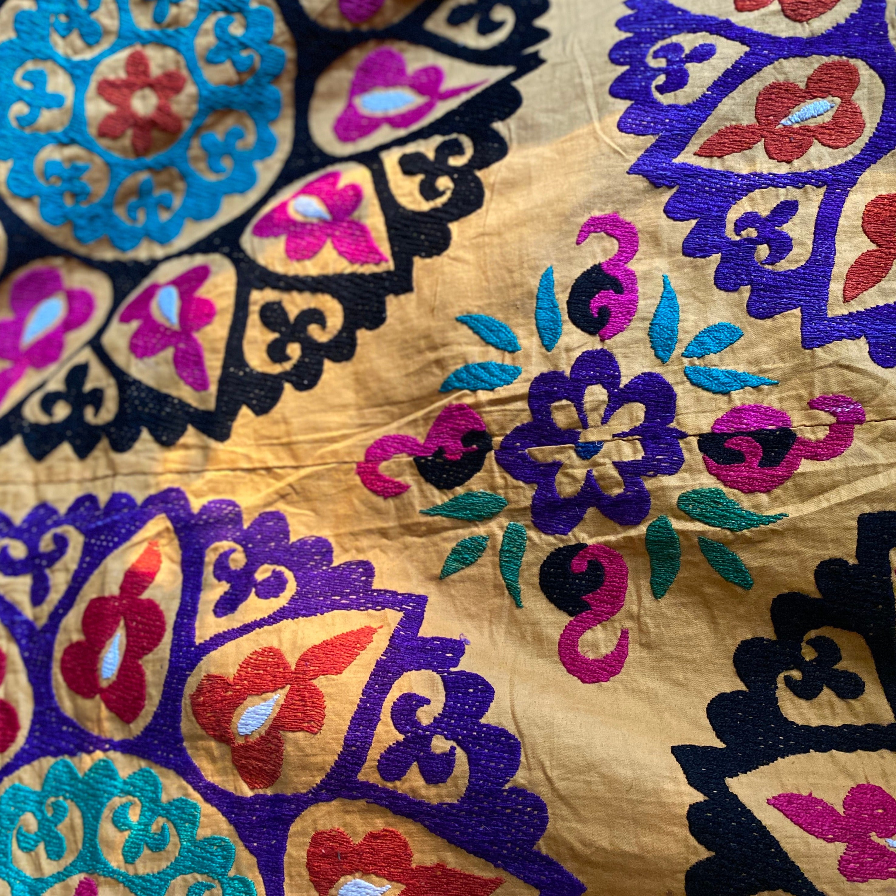 Ochre and Purple Suzani Throw