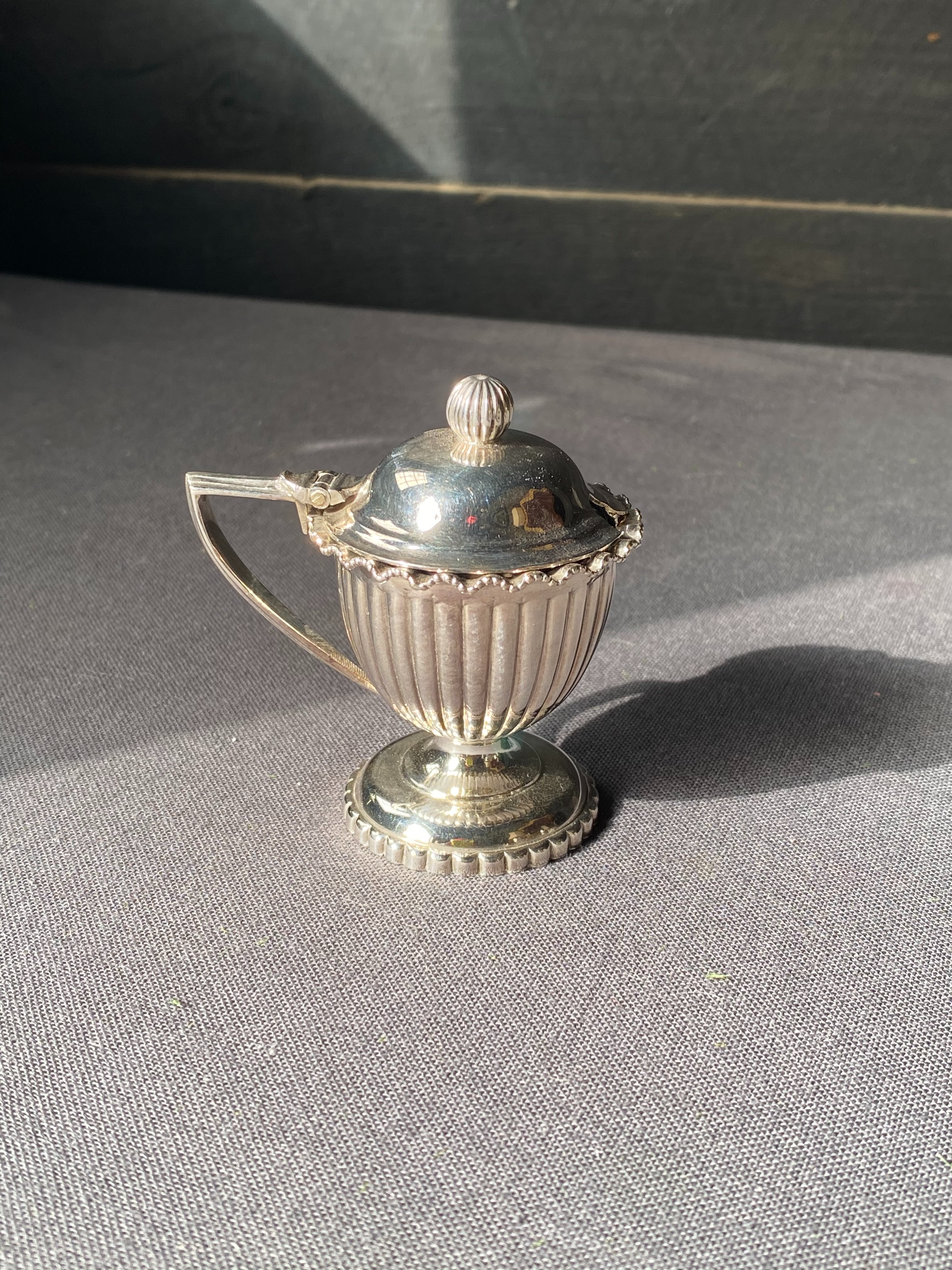 Antique Silver Plated Trophy Mustard Pot