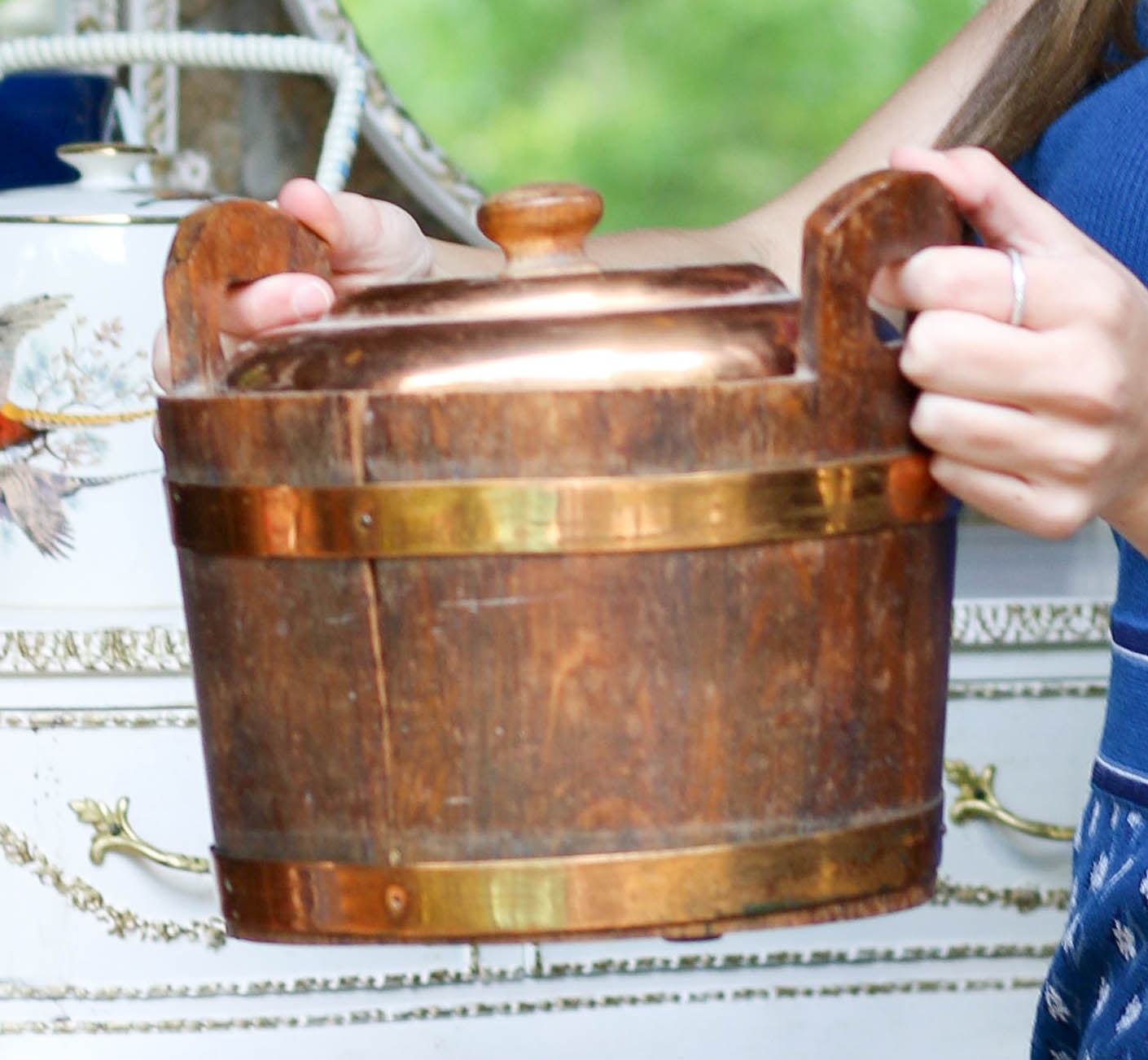 Copper Oak Barrel Ice Bucket