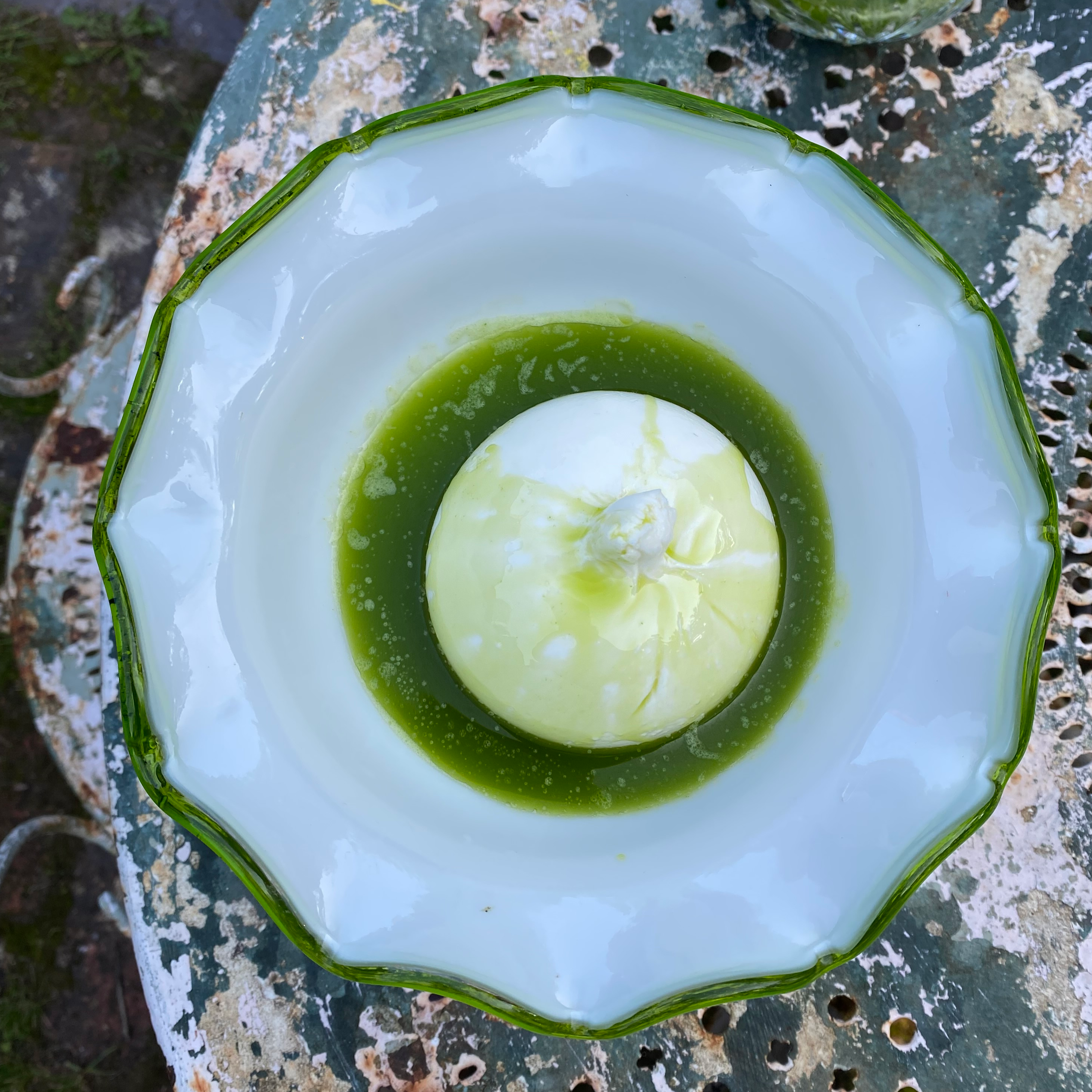 Milky Glass Pedestal Dish