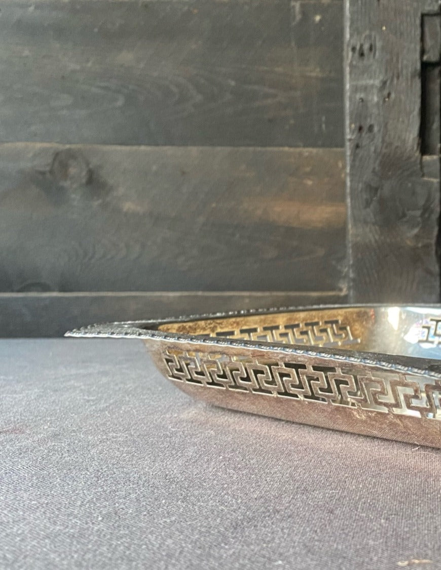 Small Angular Filigree Silver Plated Tray