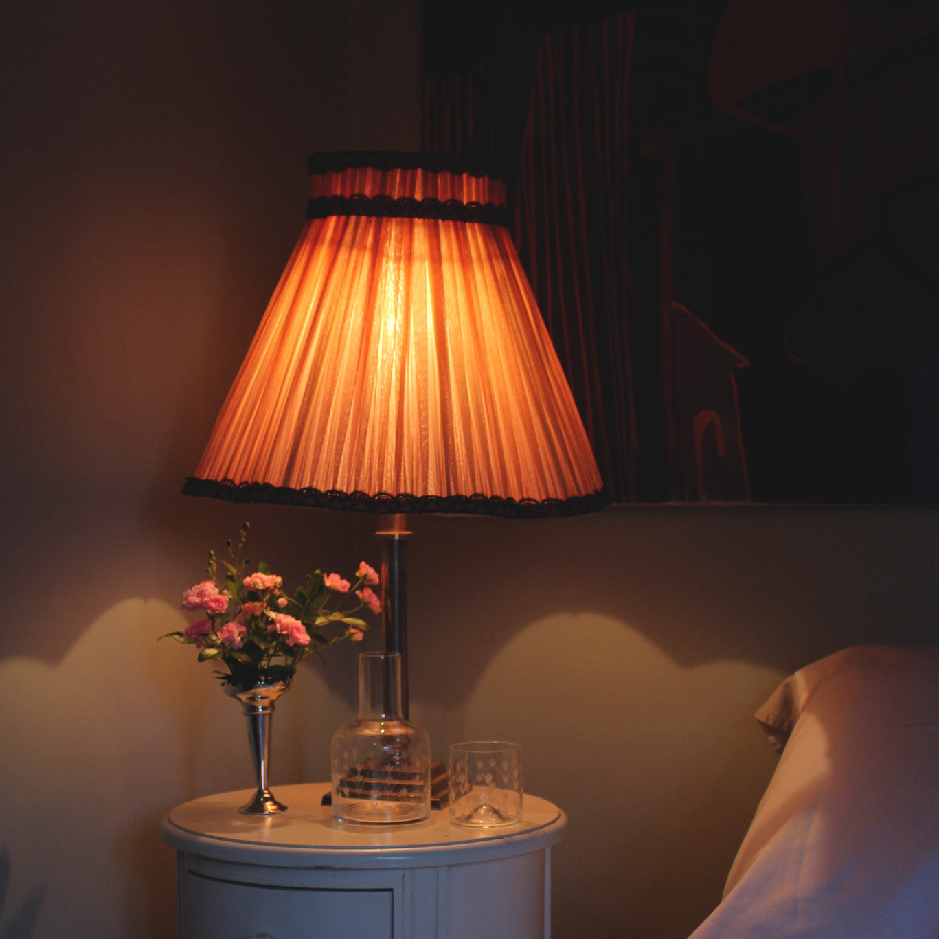 dusky pink vintage chiffon lampshade
