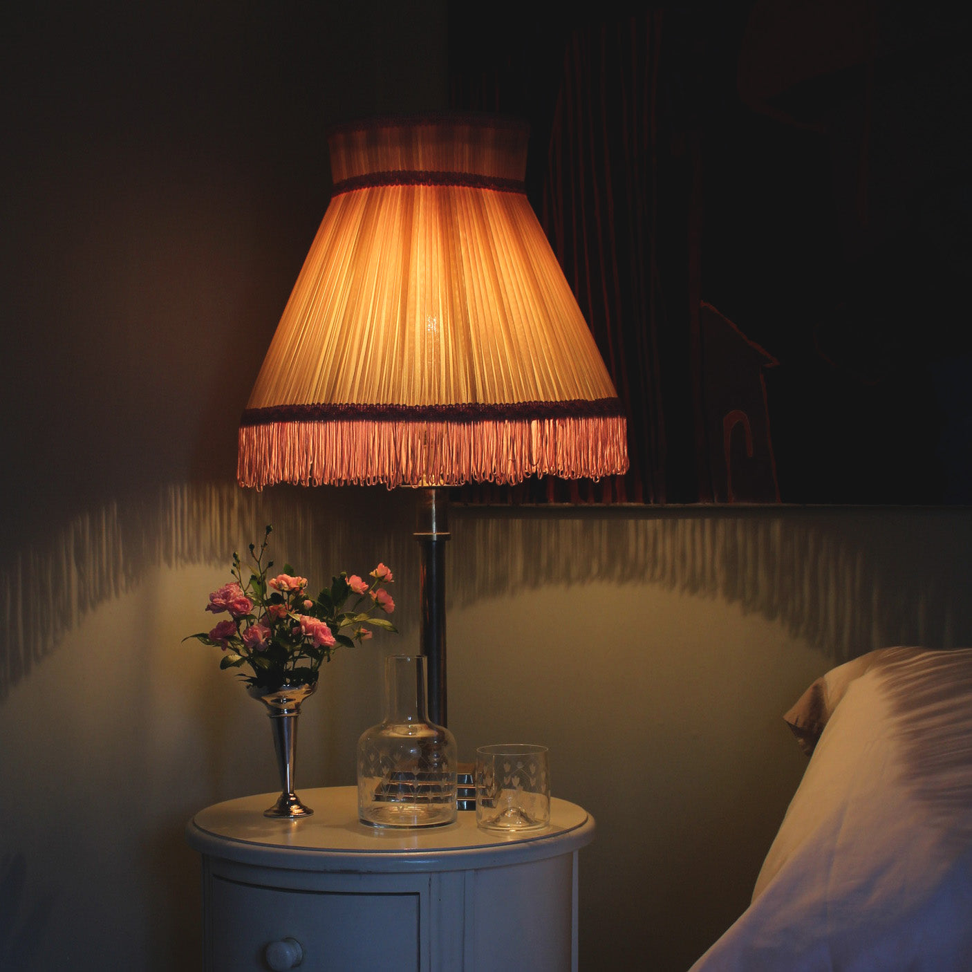 Chiffon Lampshade in Pale Pink